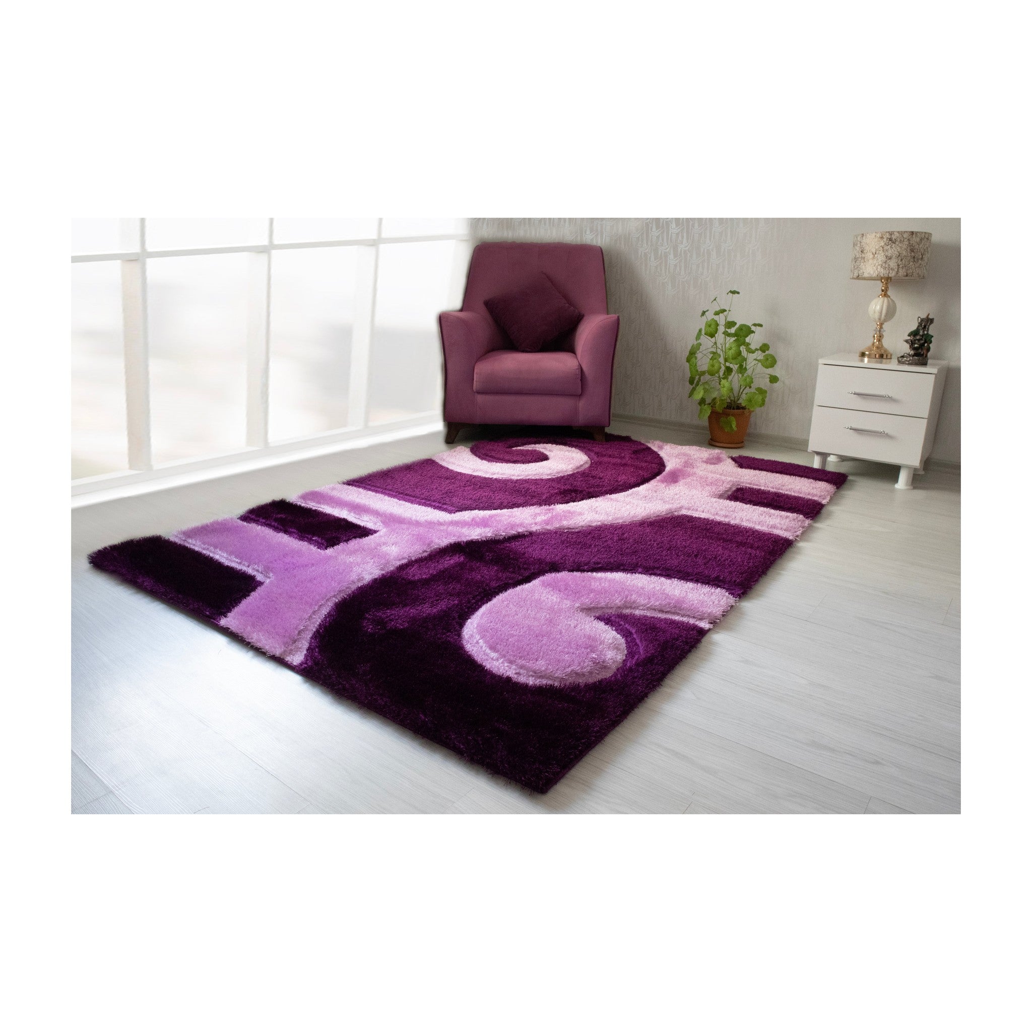 3D Shaggy PURPLE Area Rug - 3D666