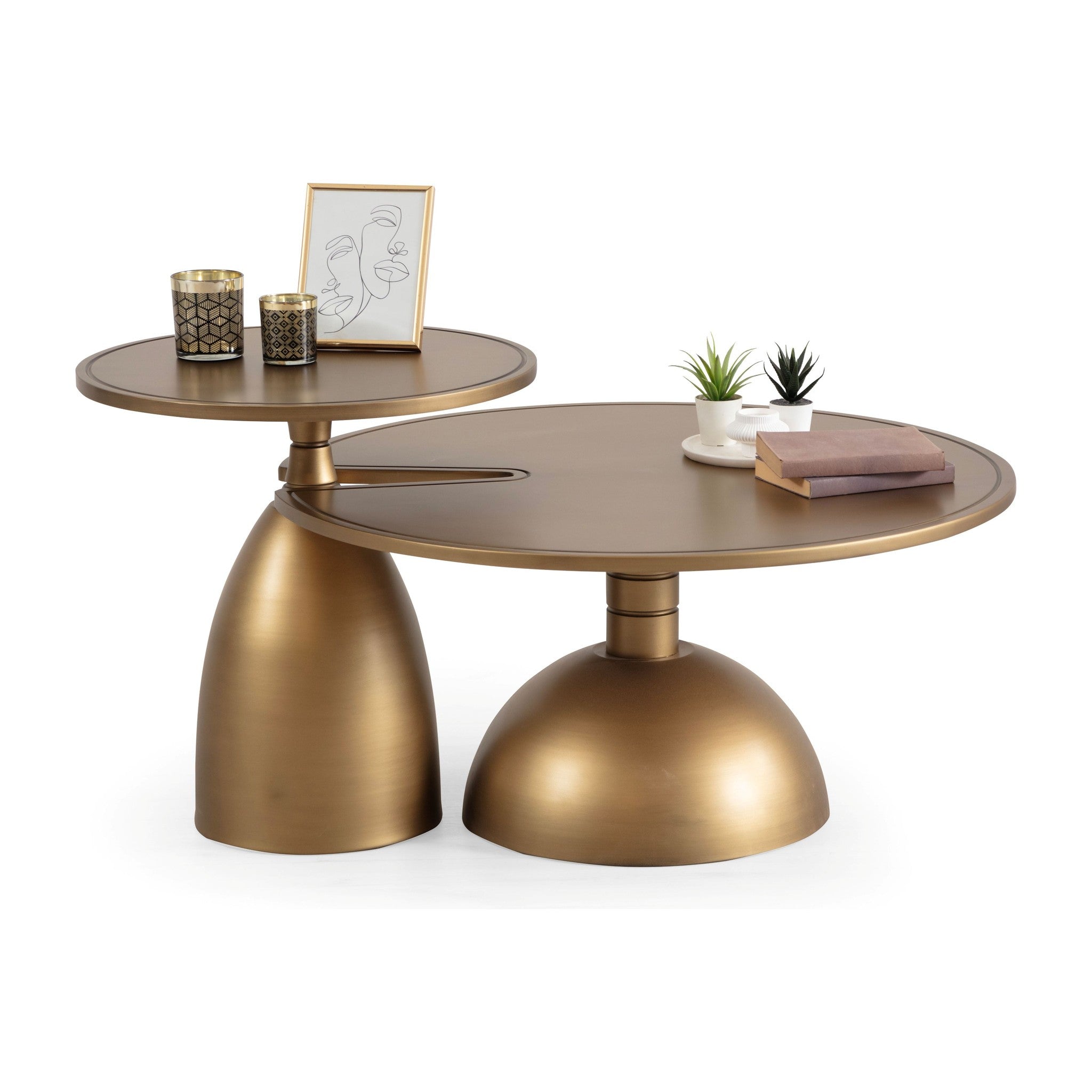873 Gold 2 Pc Coffee Table Set