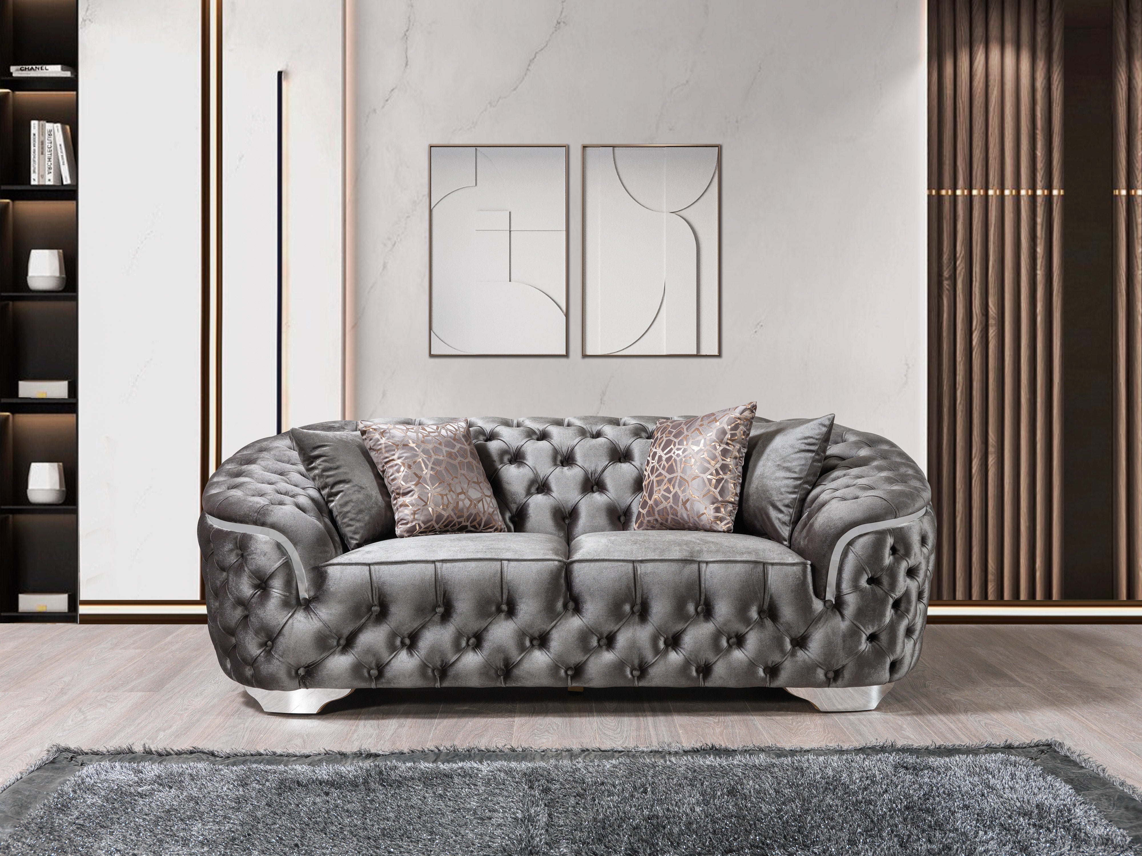 Lupino Gray Velvet Loveseat 79"