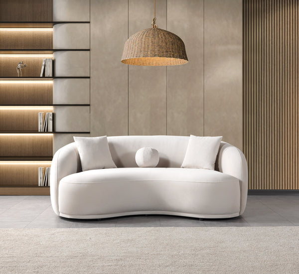 Bonita Ivory Velvet Loveseat 81"