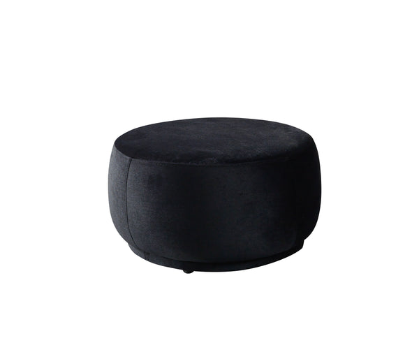 Cloe Black Velvet Round Ottoman