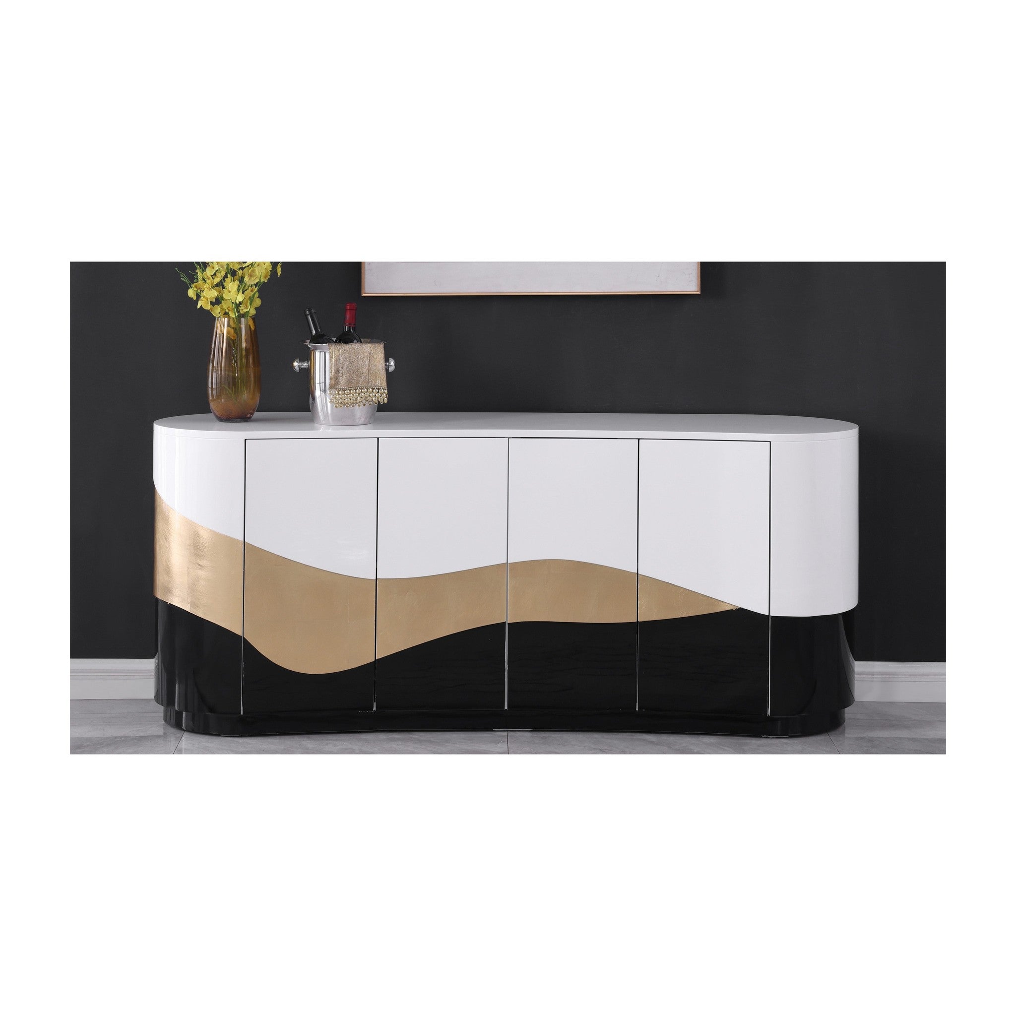 A-C29 Nimbus White & Black lacquer, gold leaf