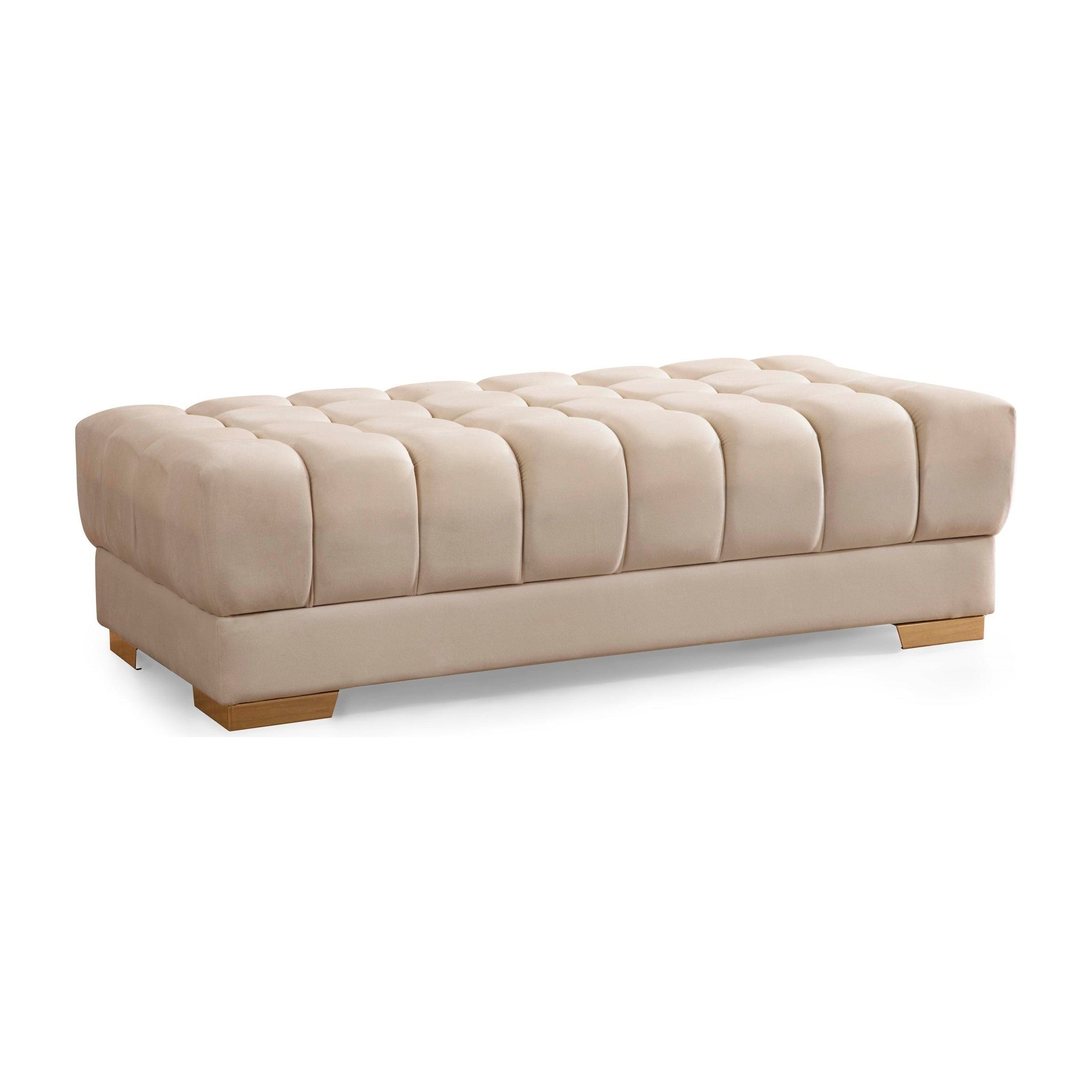 Ariana Ivory Velvet Rectangle Ottoman