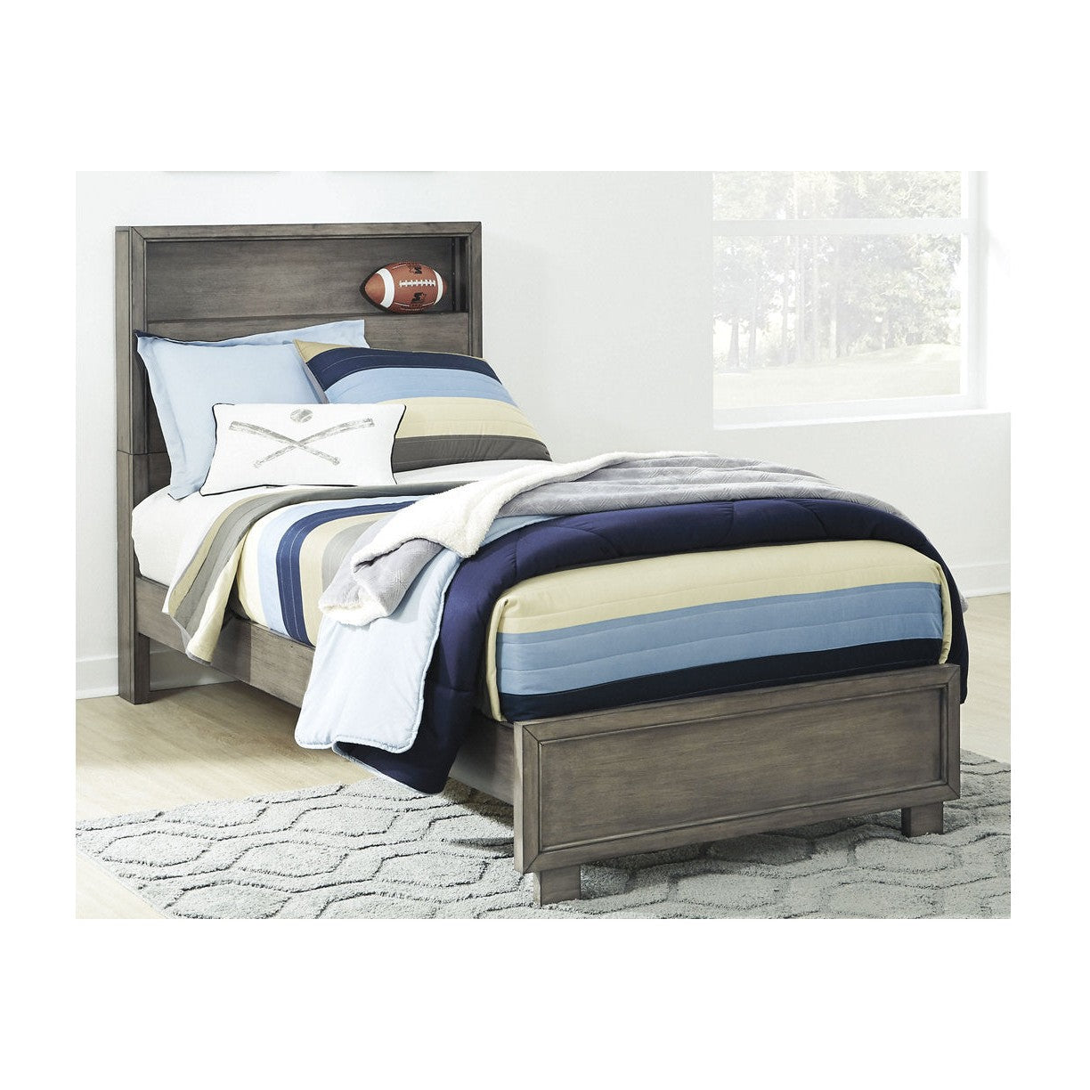 Arnett Gray Twin Bookcase Panel Bed