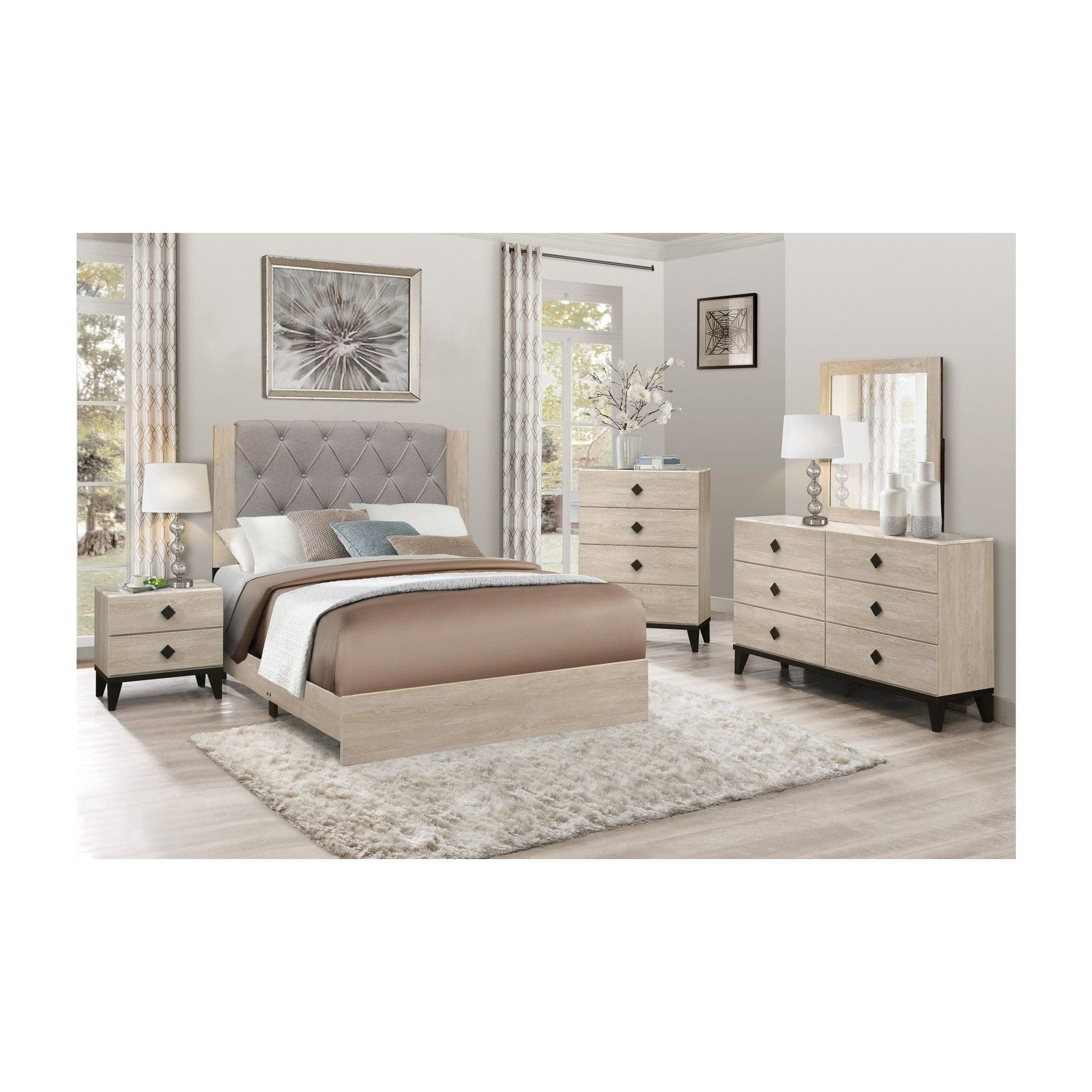 B1400 Giza Beige and Grey Upholstered Headboard