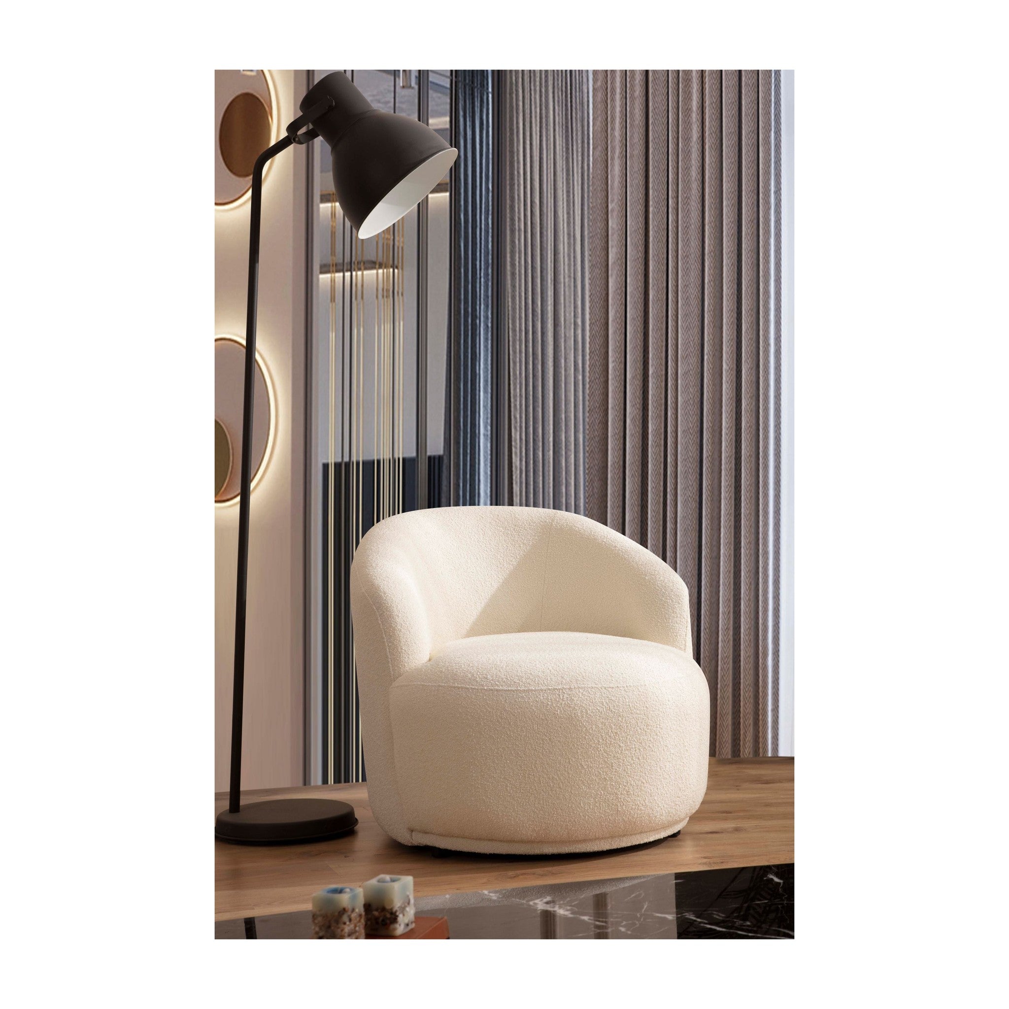 Bonita Ivory Boucle Accent Chair