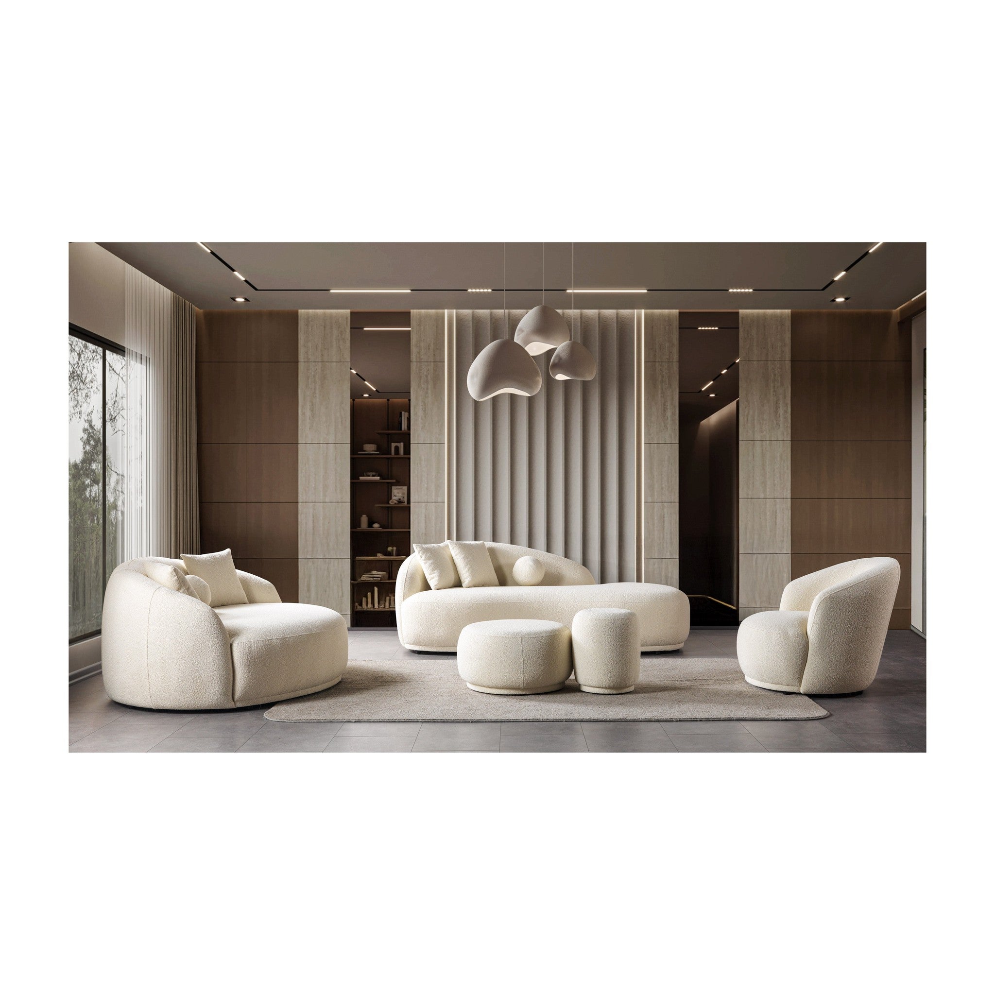 Bonita Ivory Boucle Sofa Chaise 87"