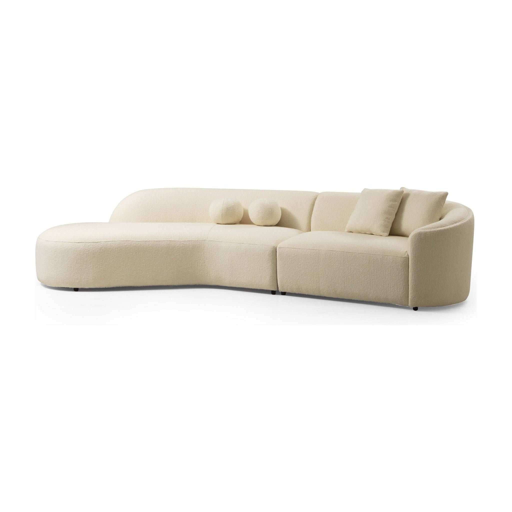 Cloe Ivory Boucle Curved 134" LAF Sectional