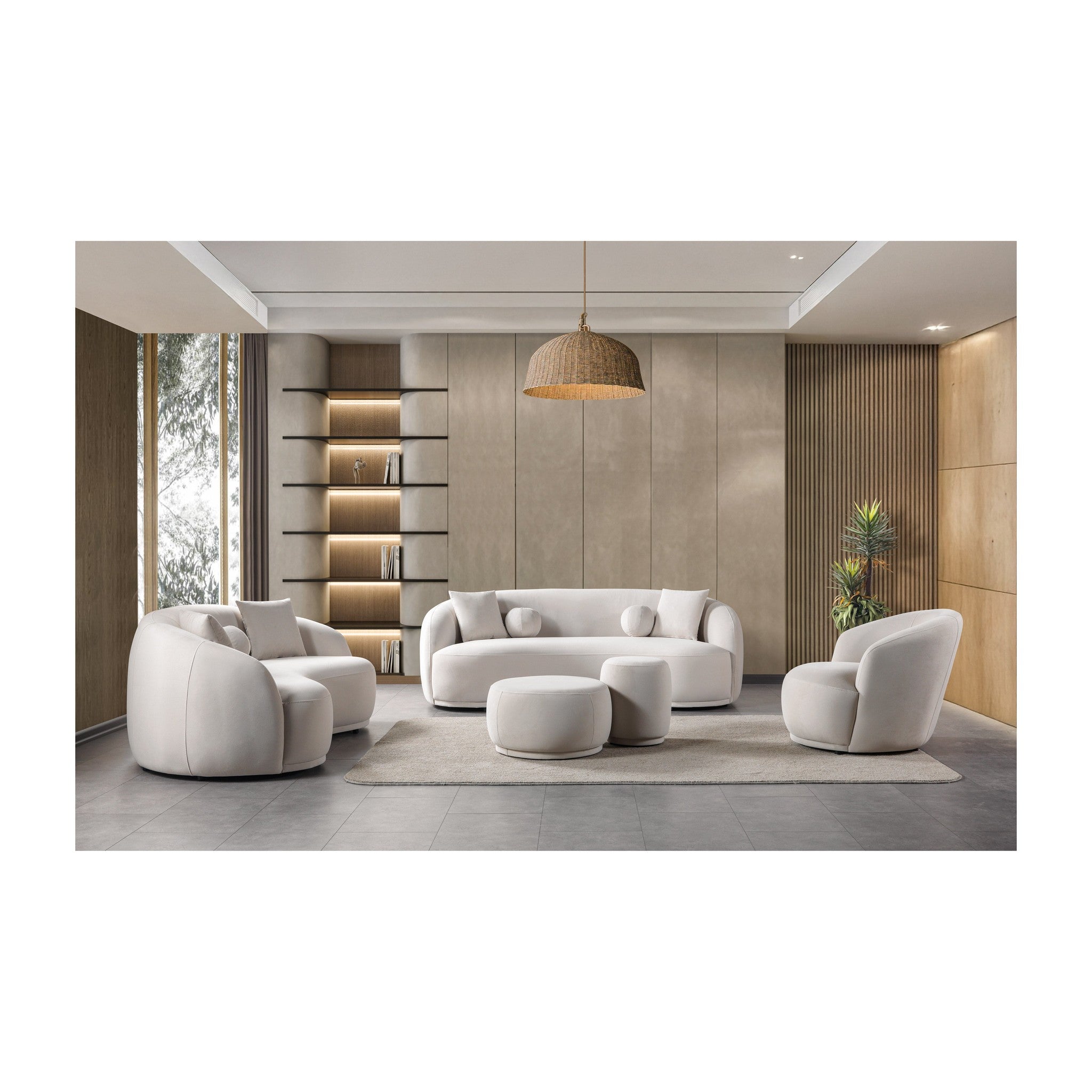 Cloe Ivory Velvet Stool