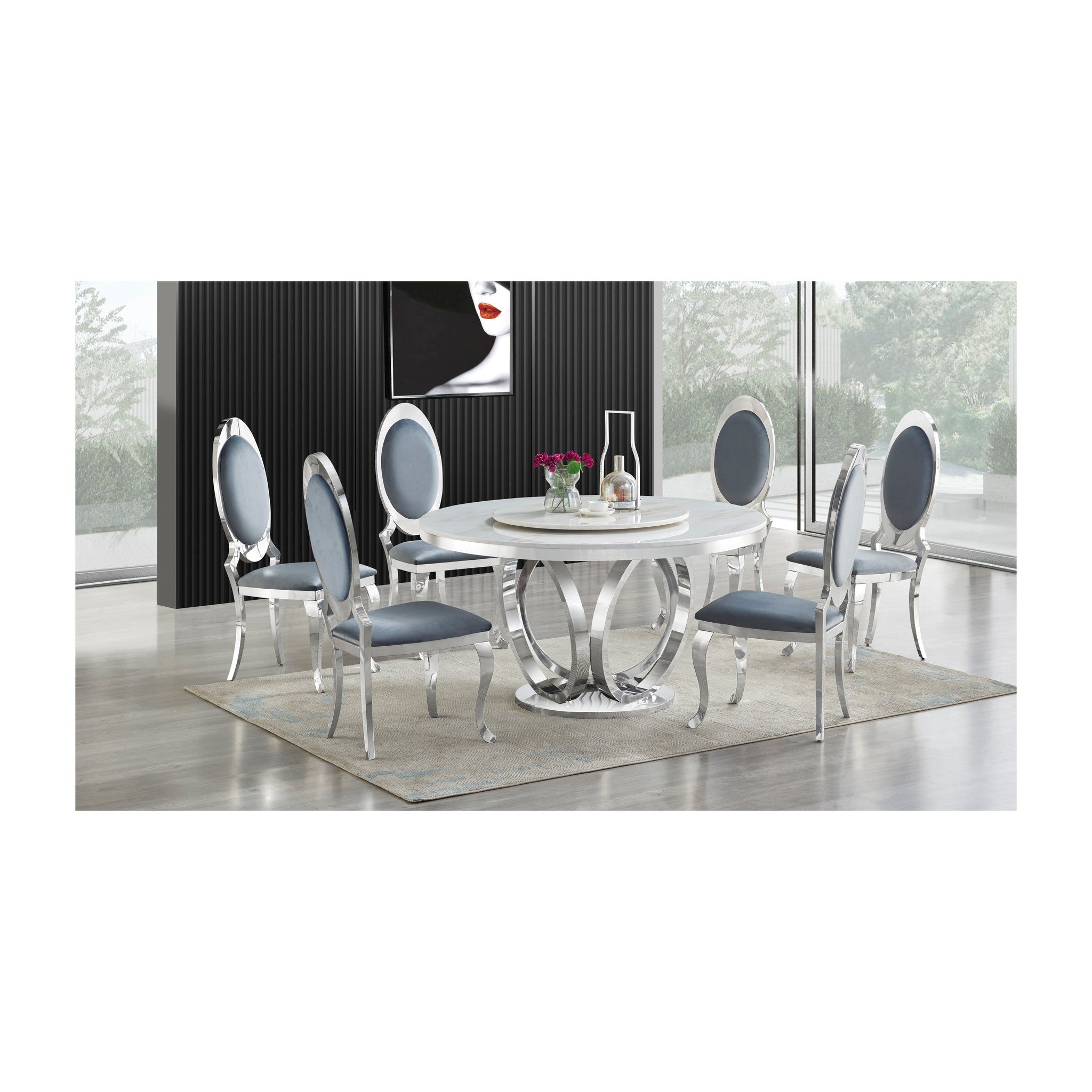 D615 Maxi Table (Cream/Chrome)