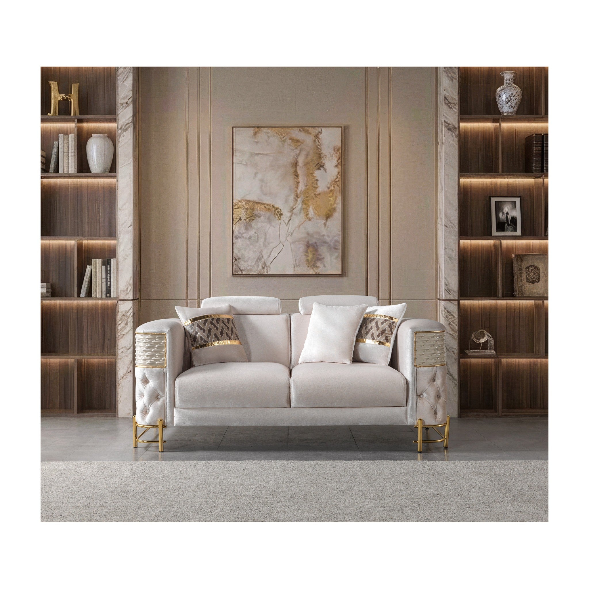 Fabiana Ivory Velvet Loveseat