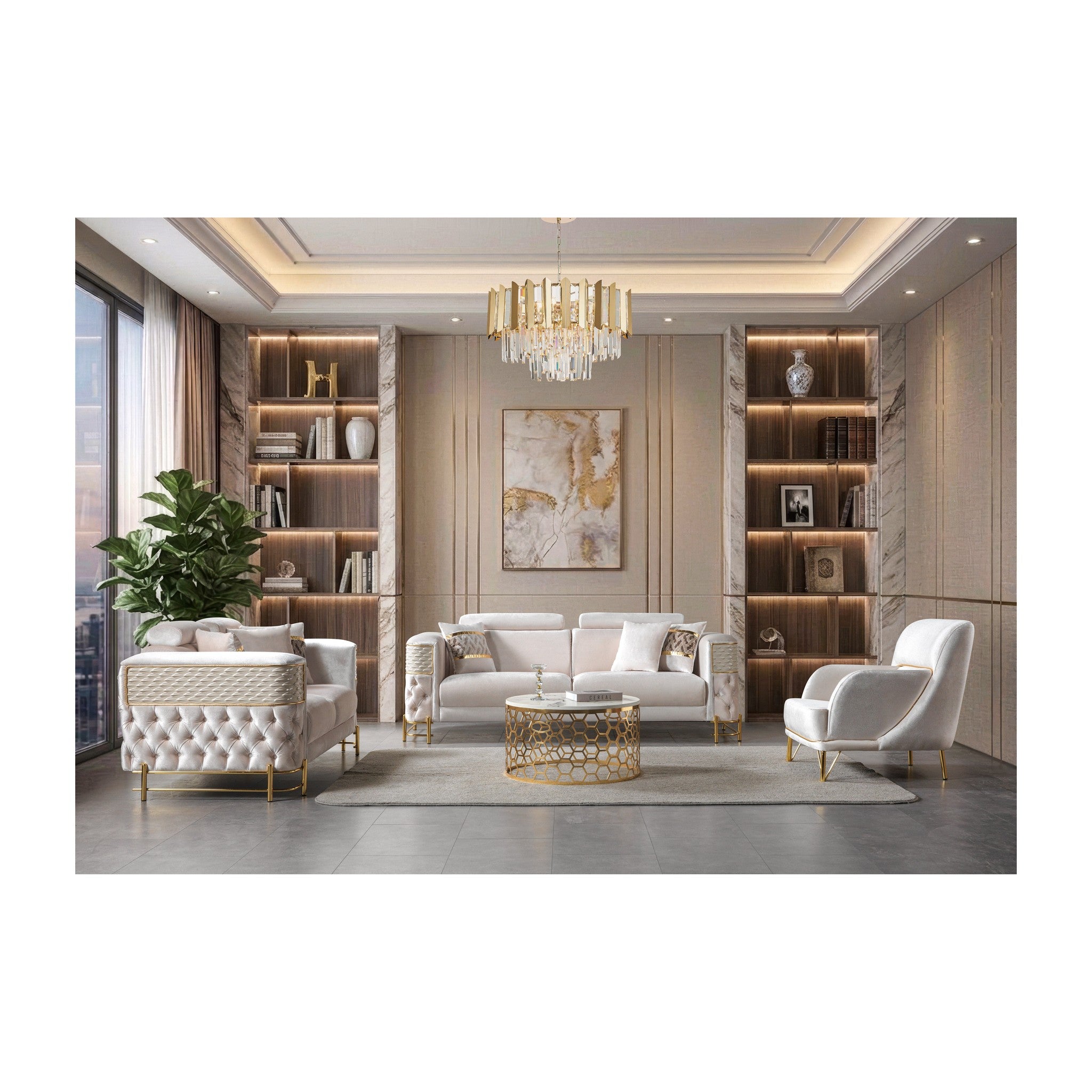 Fabiana Ivory Velvet Loveseat