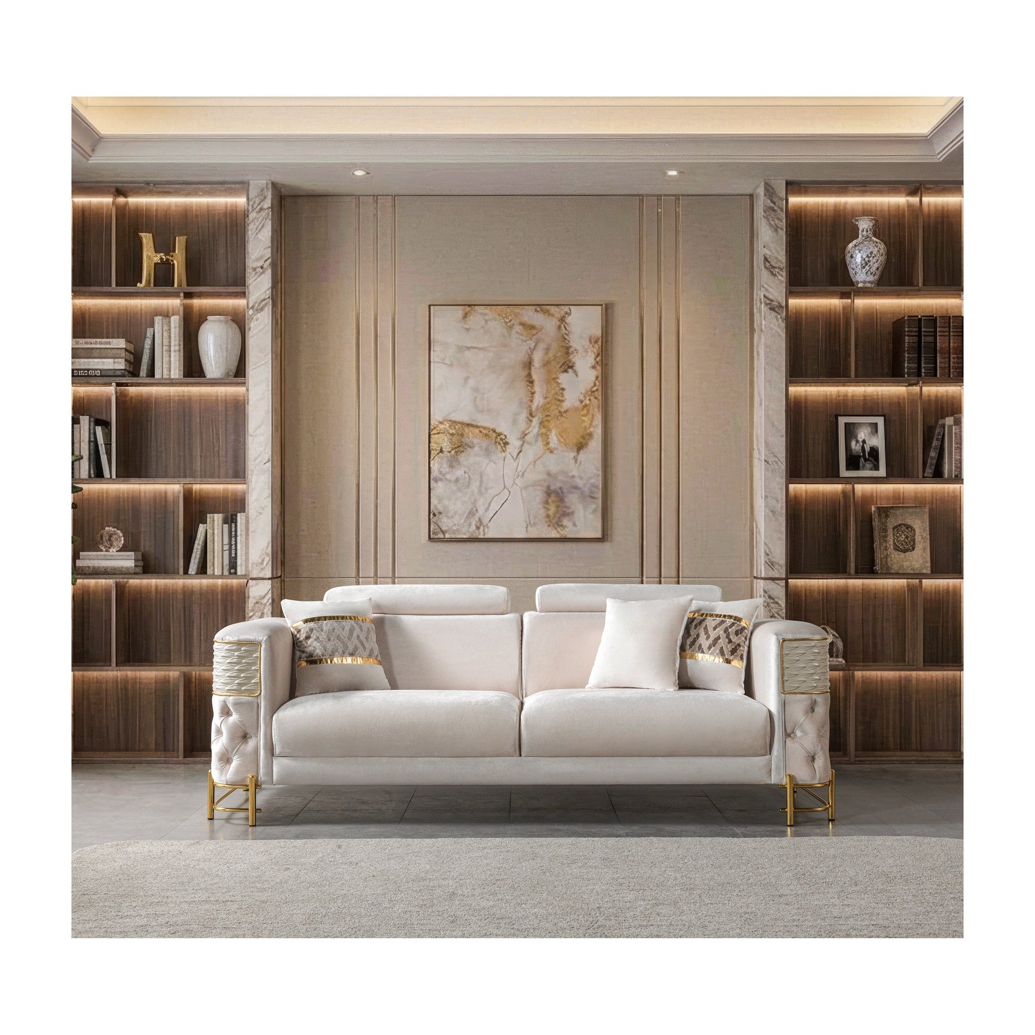 Fabiana Ivory Velvet Sofa