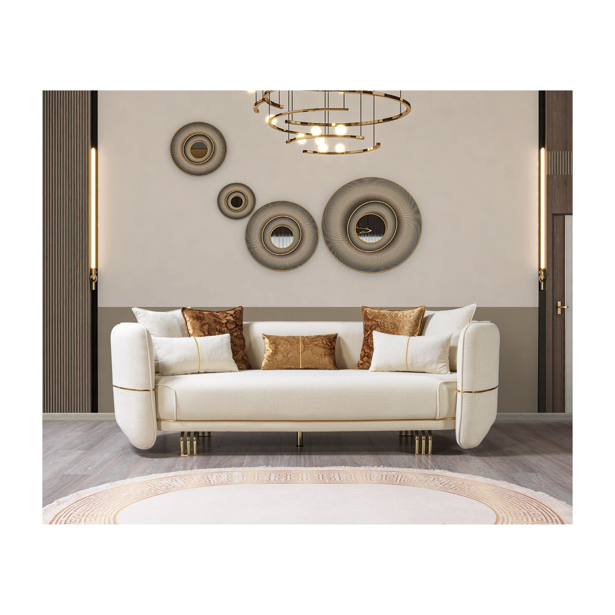Helena Ivory Velvet Sofa 94"