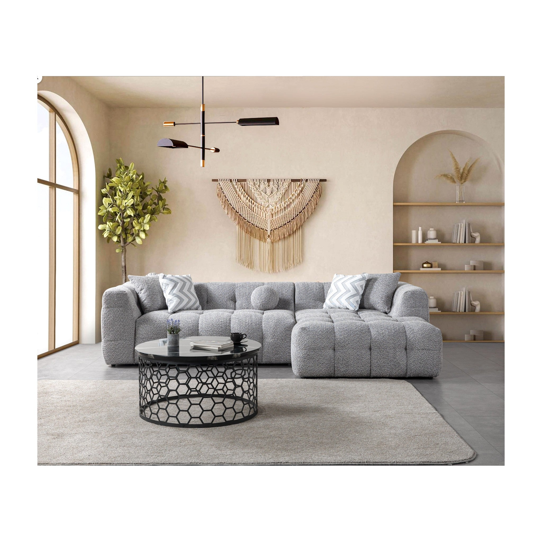 Ivy Gray Boucle RAF 110" Sectional