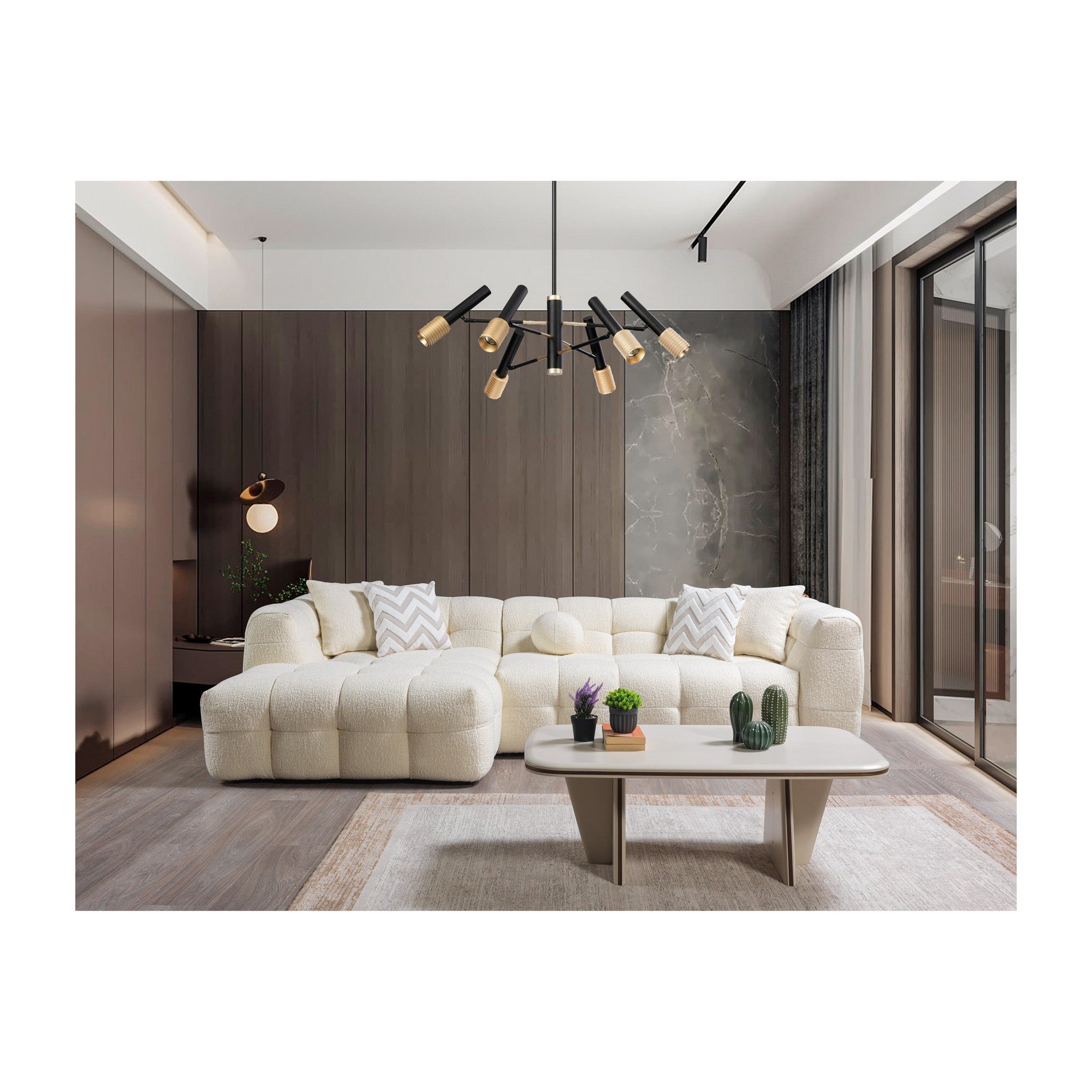 Ivy Ivory Boucle LAF 110" Sectional