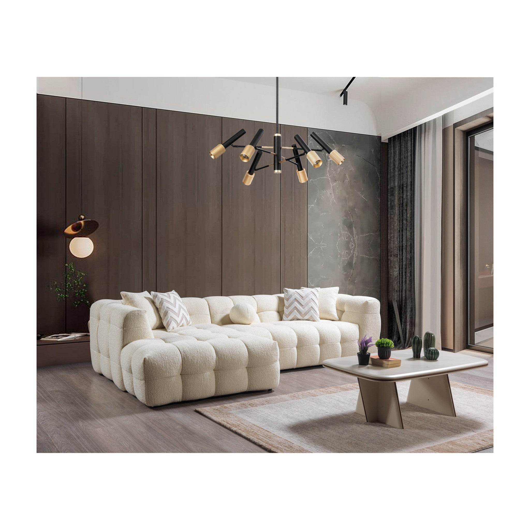 Ivy Ivory Boucle LAF 110" Sectional