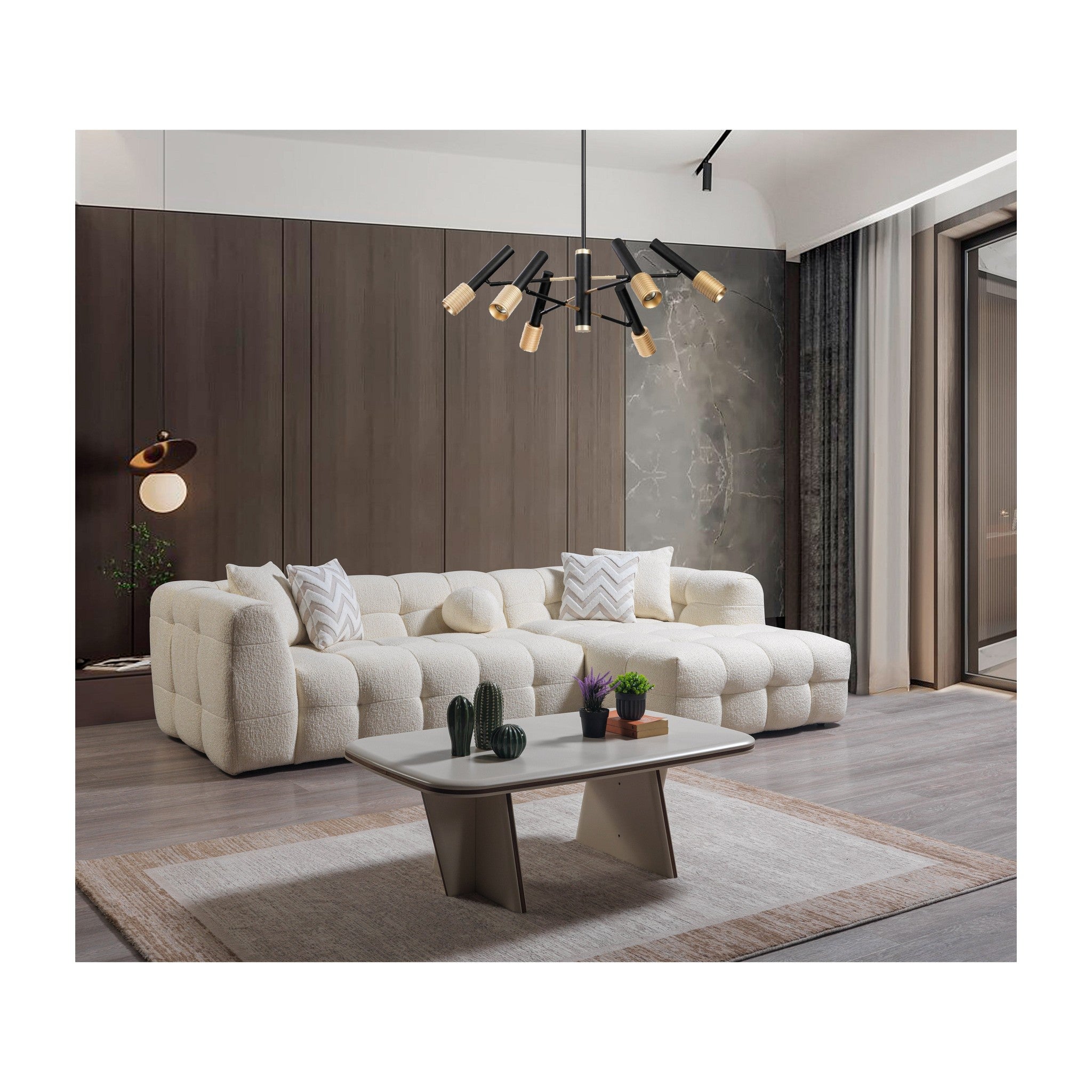 Ivy Ivory Boucle RAF 110" Sectional