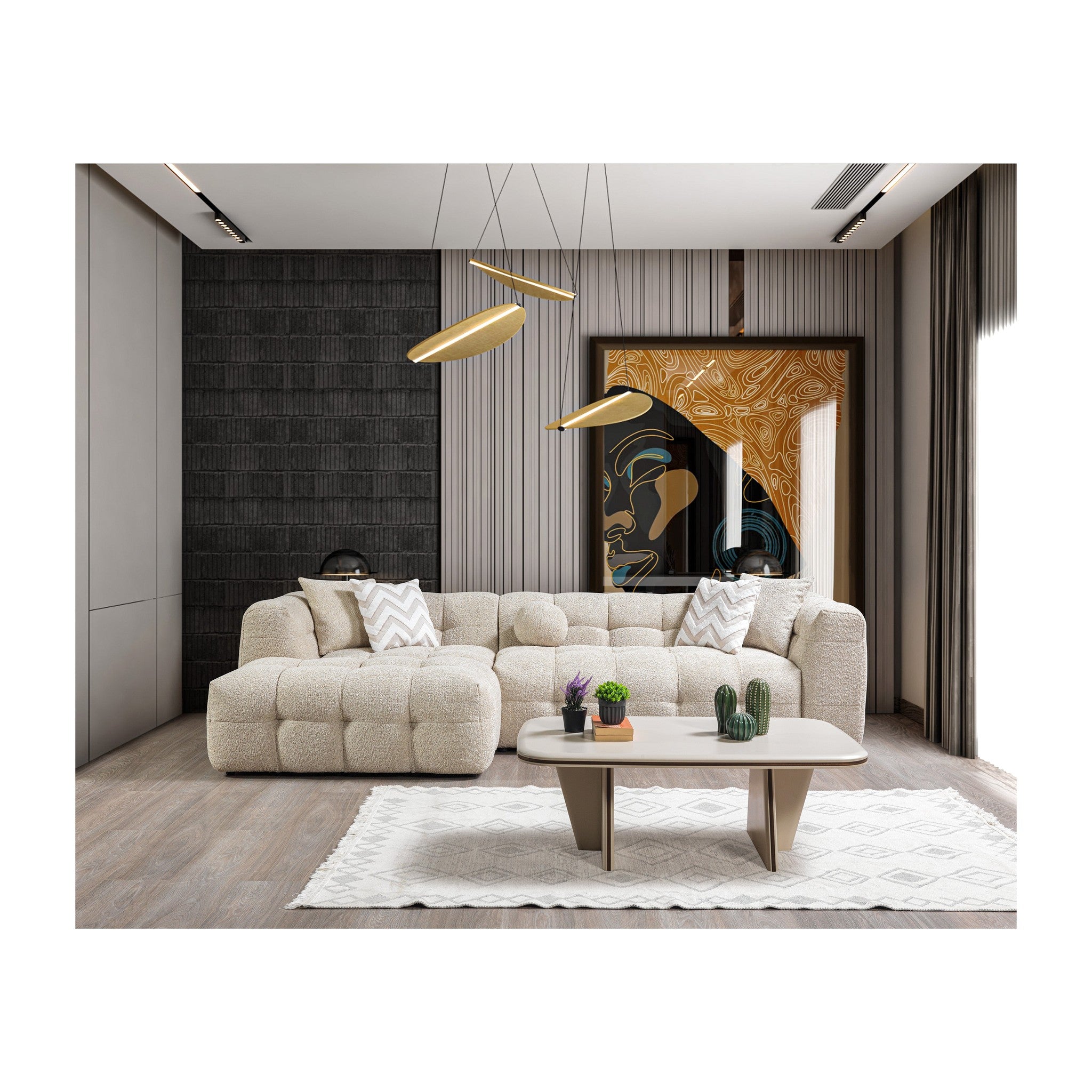Ivy Sand Boucle LAF 110" Sectional