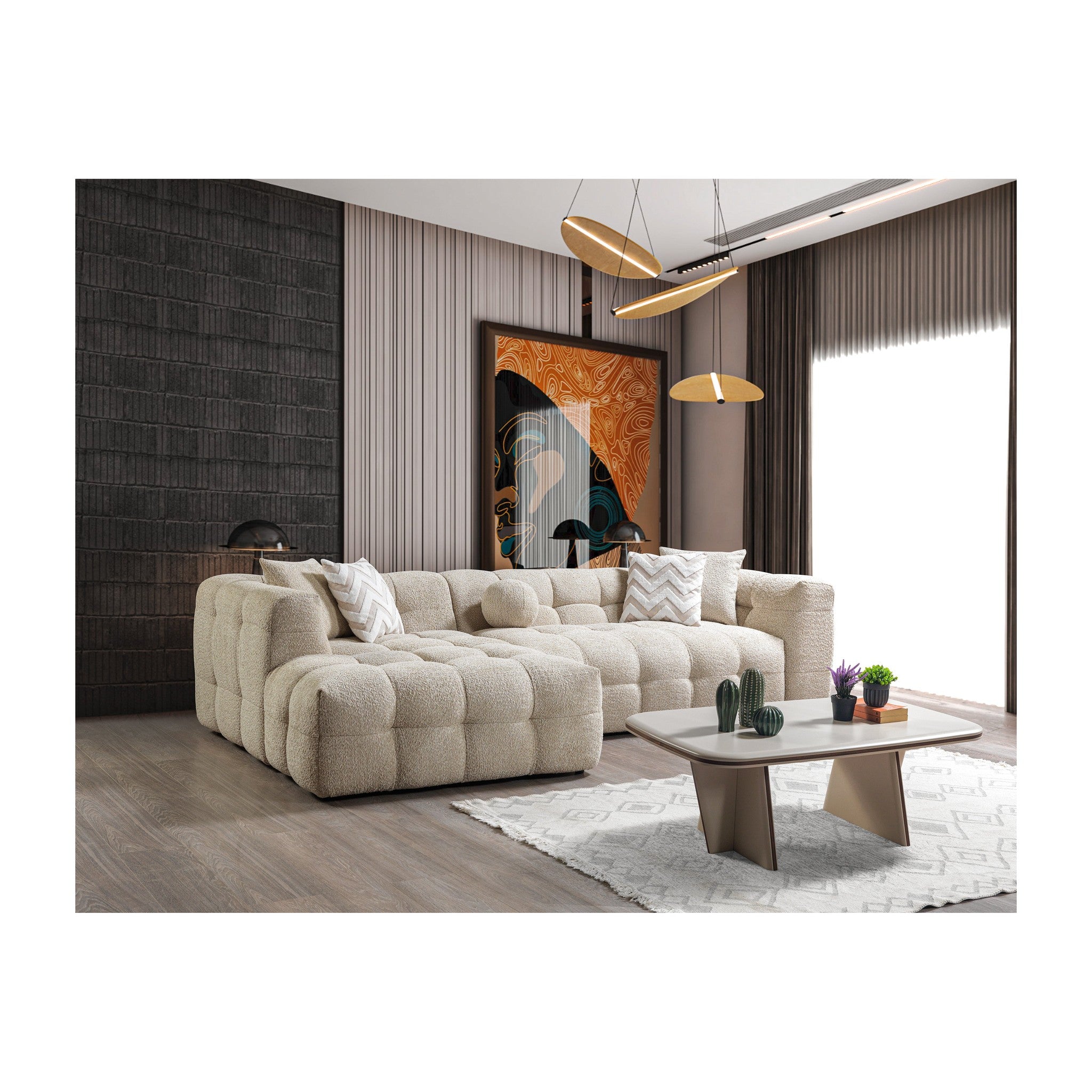 Ivy Sand Boucle LAF 110" Sectional