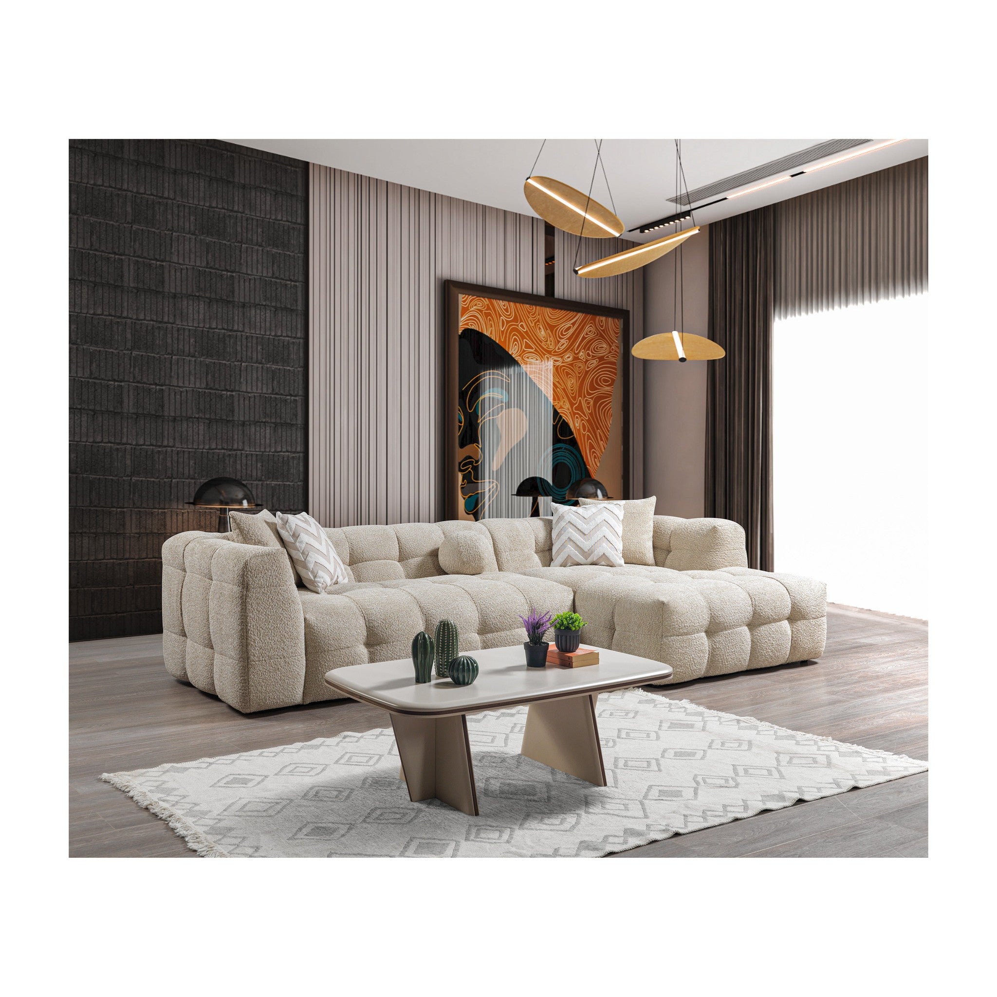 Ivy Sand Boucle RAF 110" Sectional