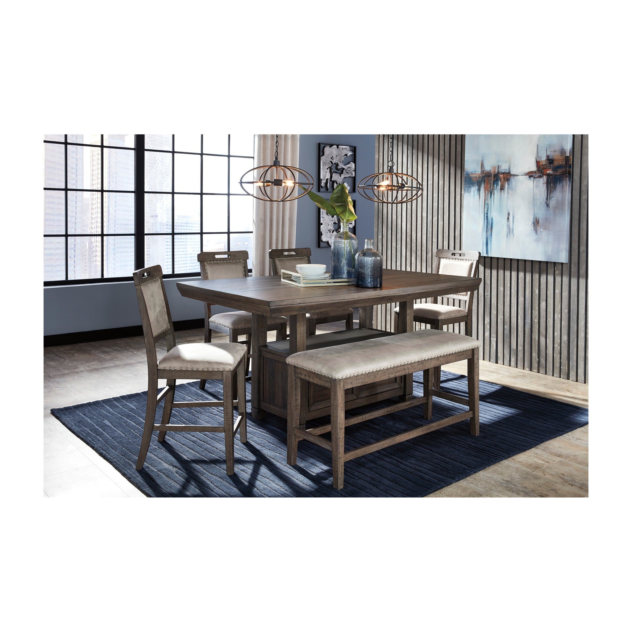 Johurst Grayish Brown Counter Height Dining Table