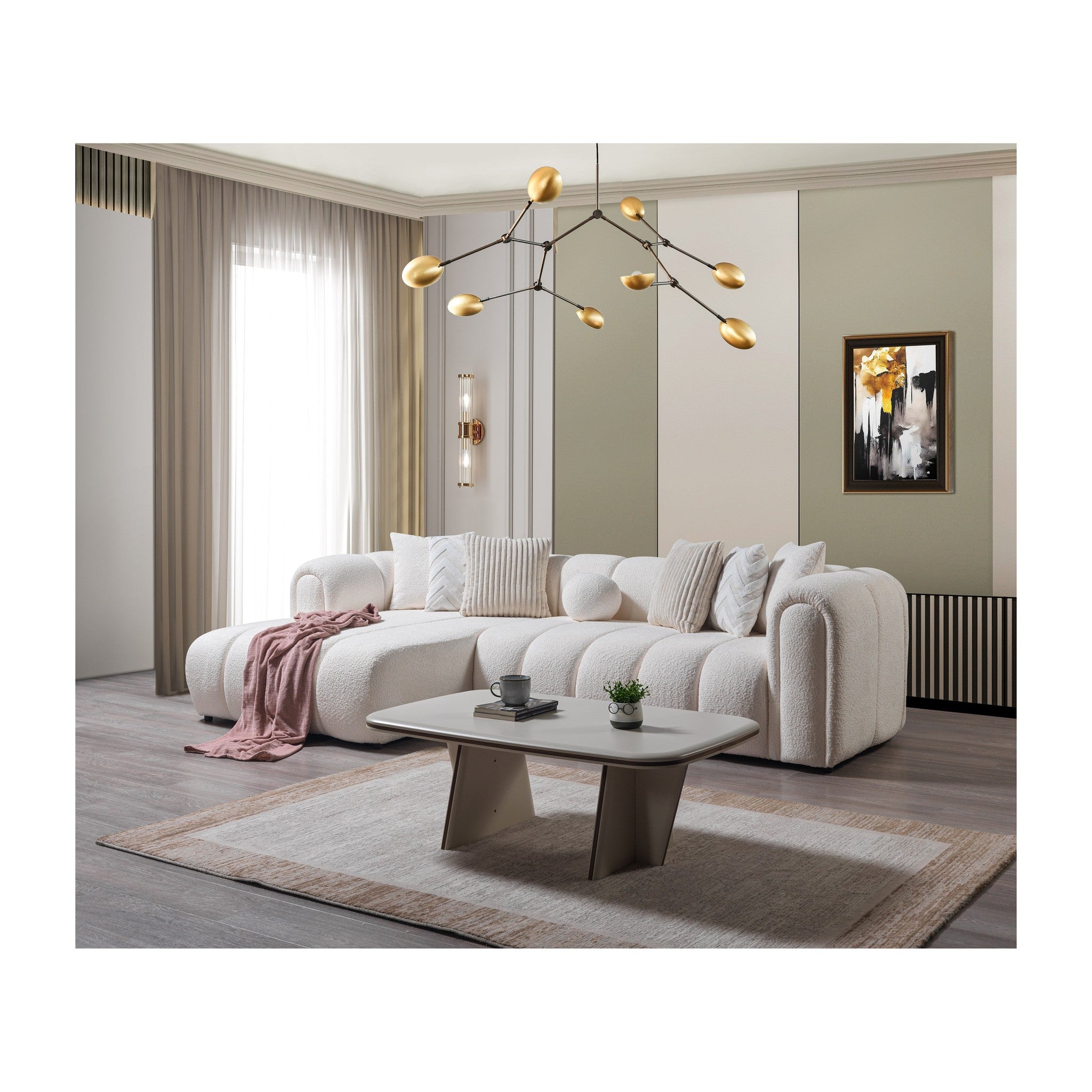 Lis Ivory Boucle LAF 115" Sectional