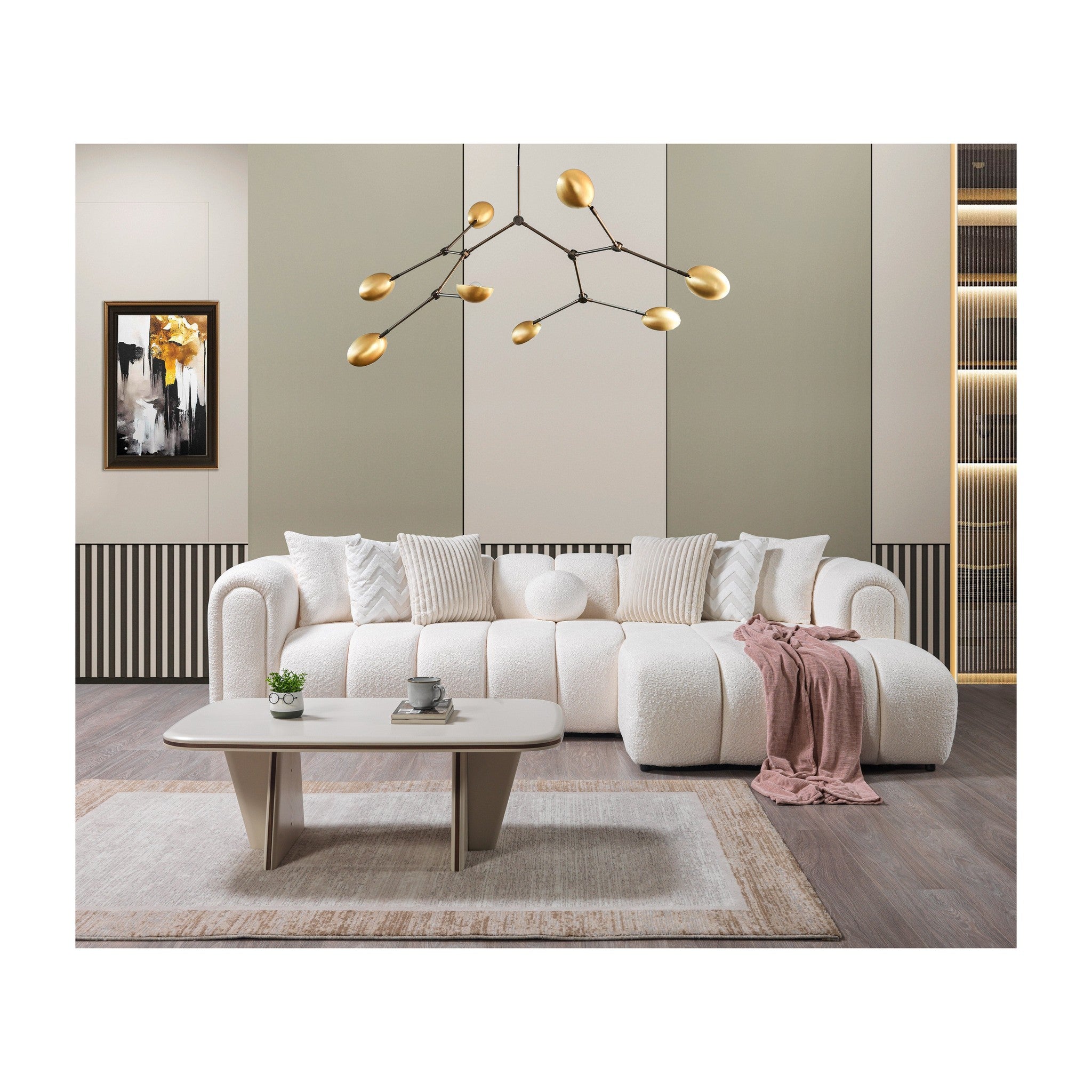 Lis Ivory Boucle RAF 115" Sectional