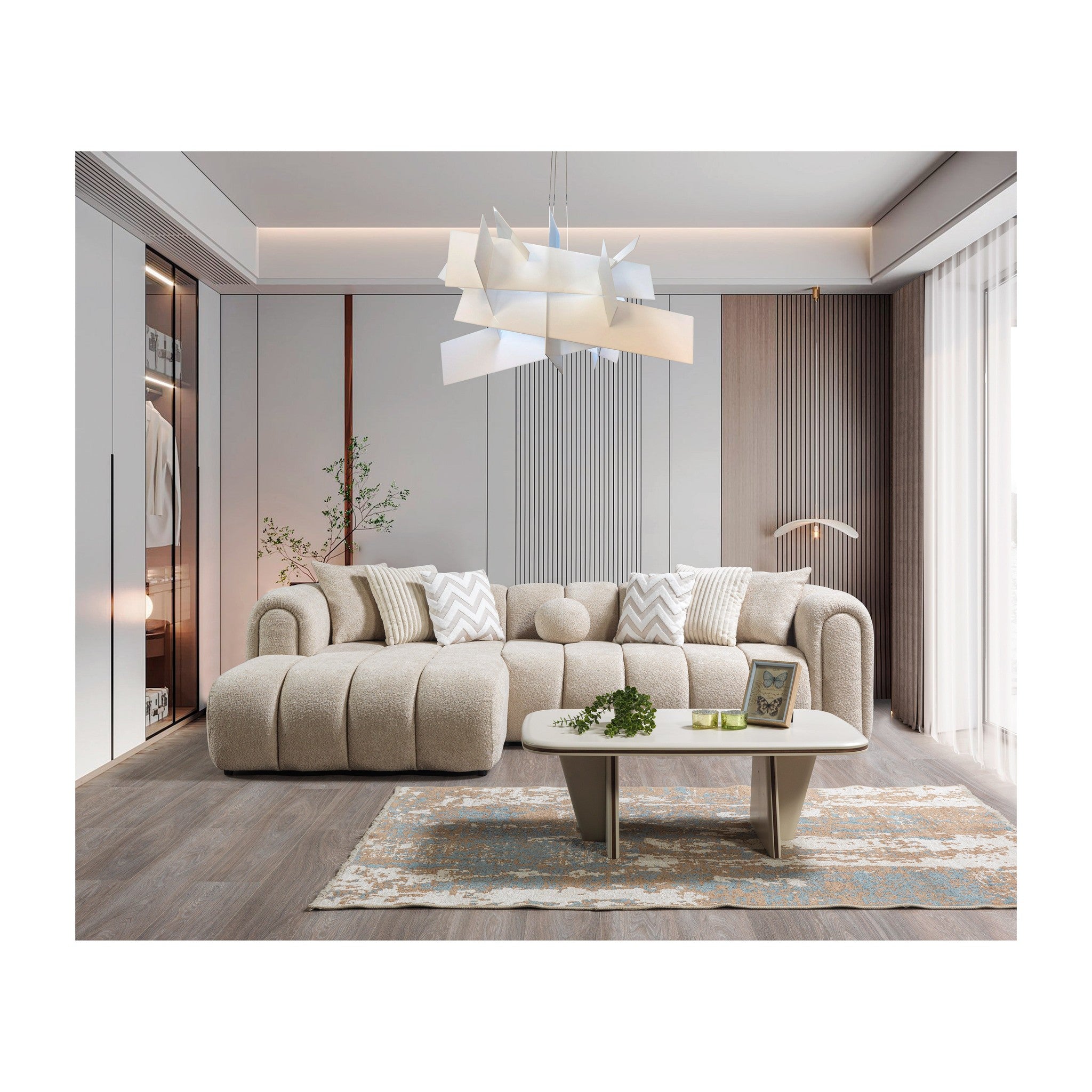 Lis Sand Boucle LAF 115" Sectional