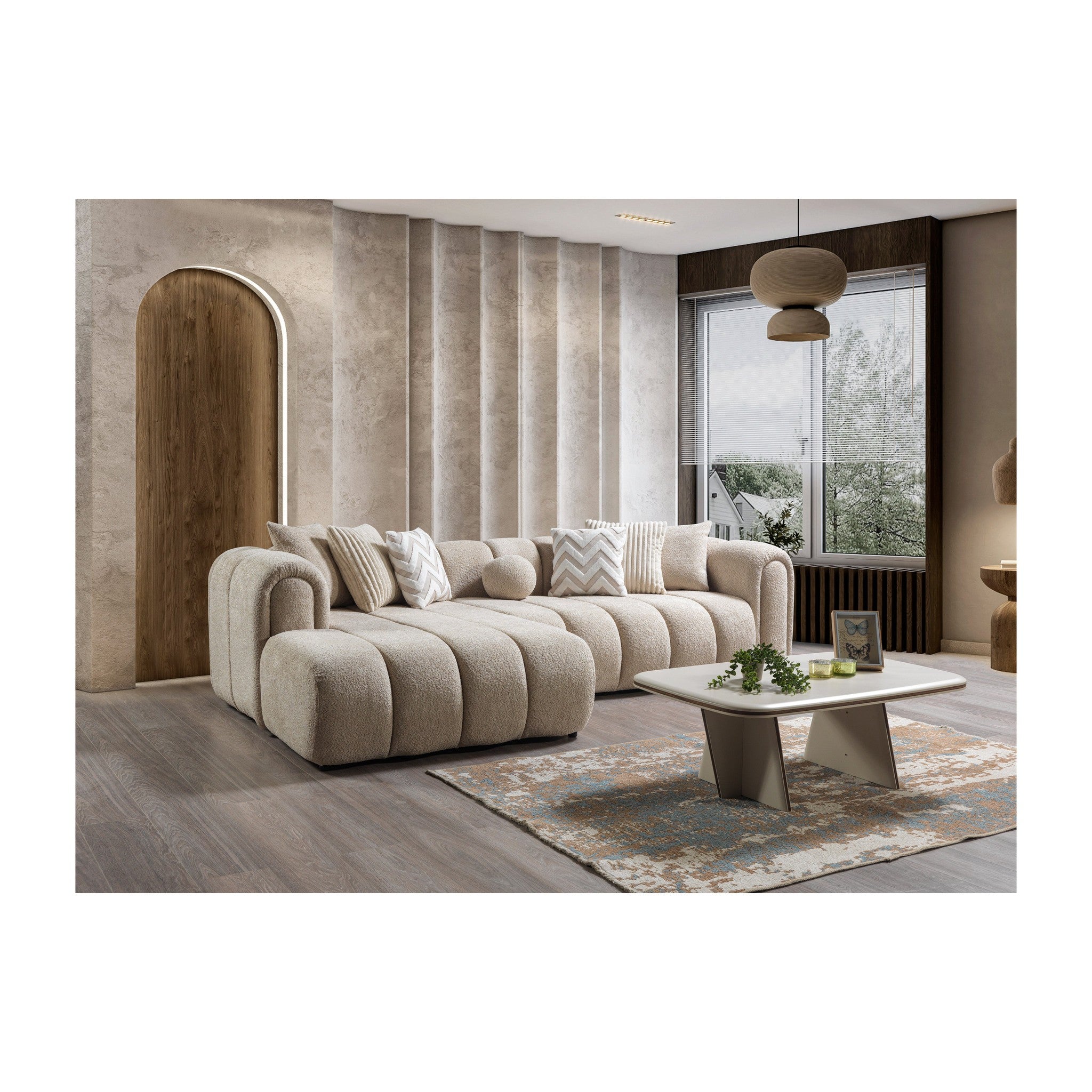 Lis Sand Boucle LAF 115" Sectional