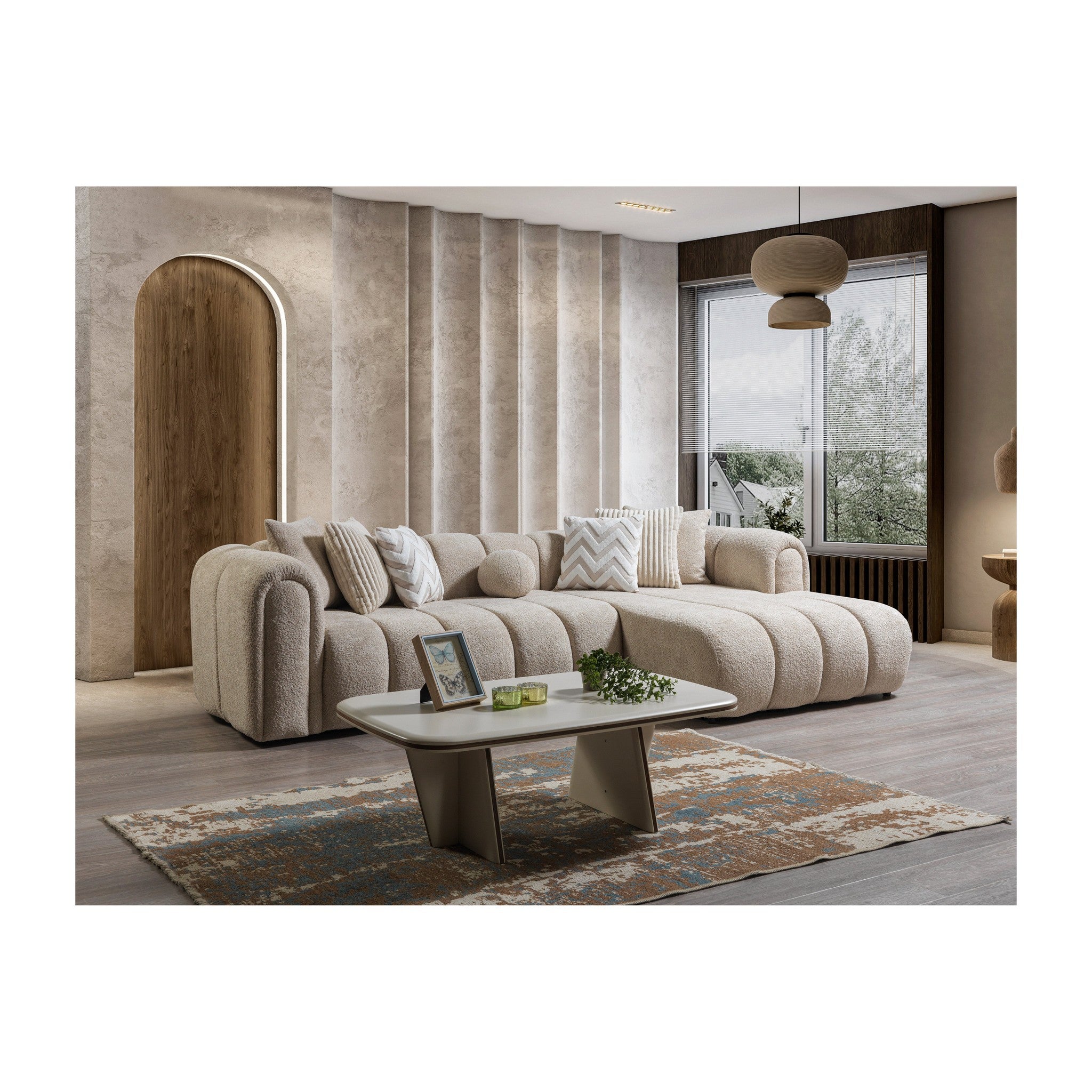 Lis Sand Boucle RAF 115" Sectional