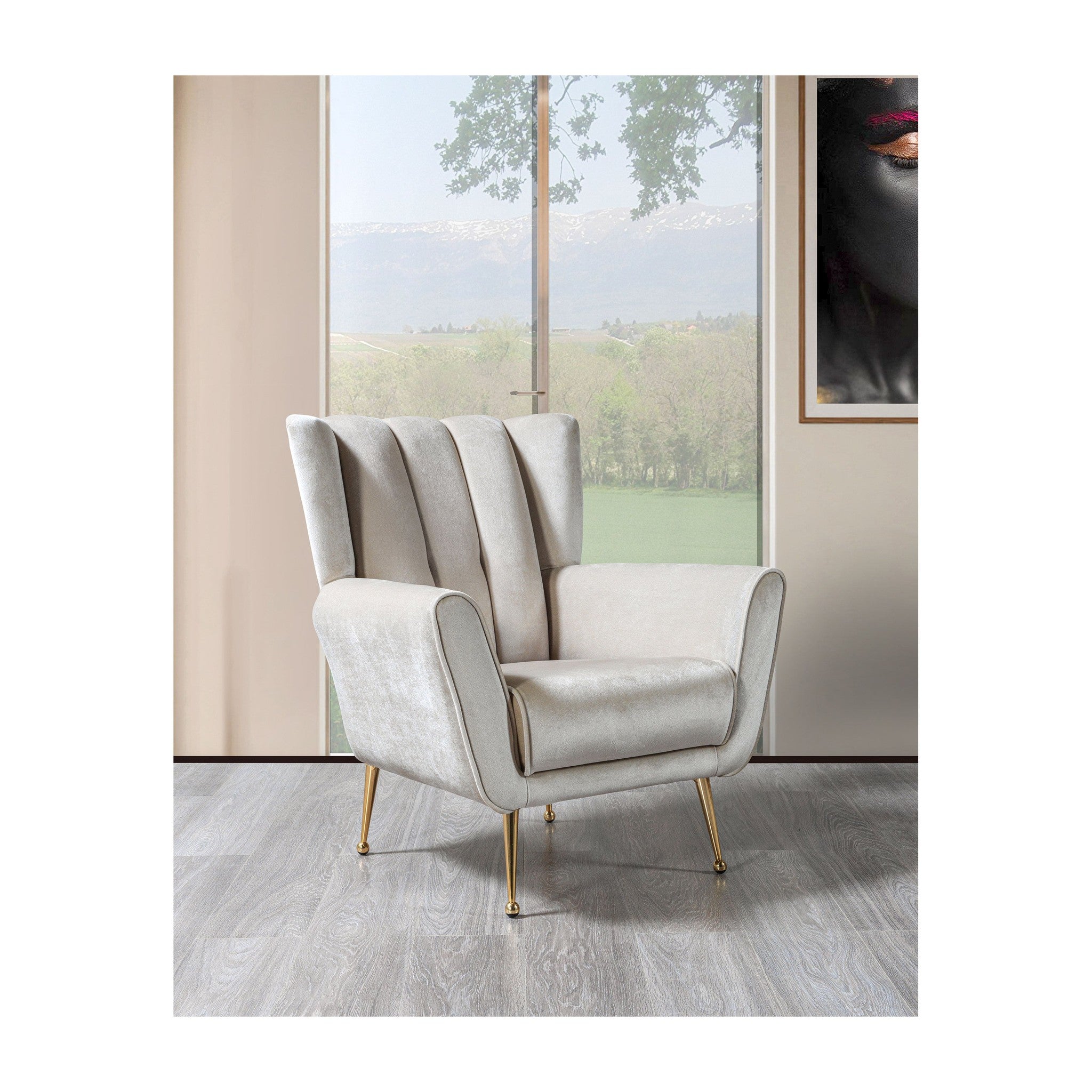 Merida Ivory Velvet Chair