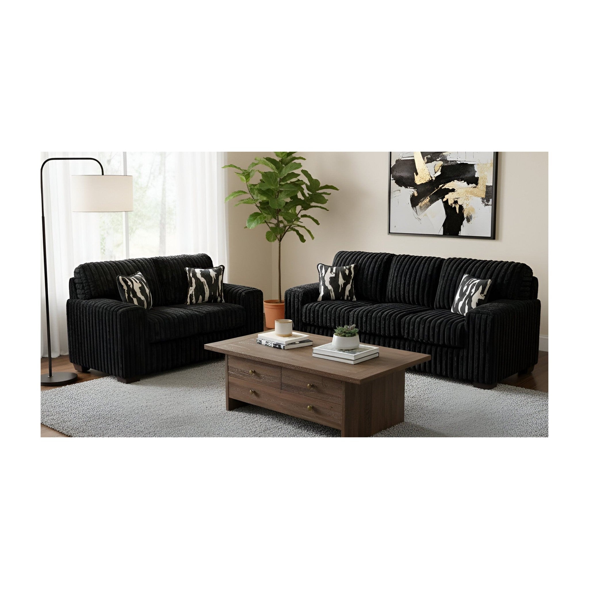 S319 Sofa and Loveseat (Black)