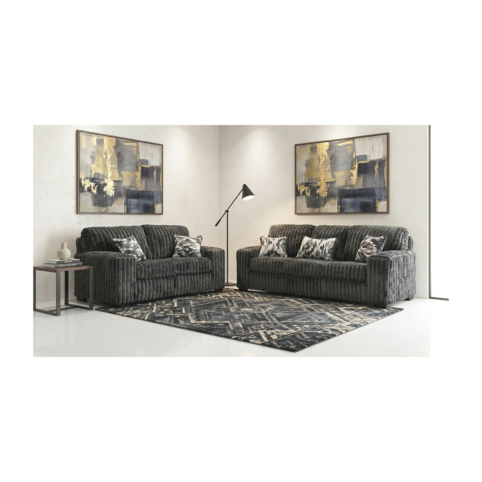 S319 Sofa and Loveseat (Charcoal) Charcoal