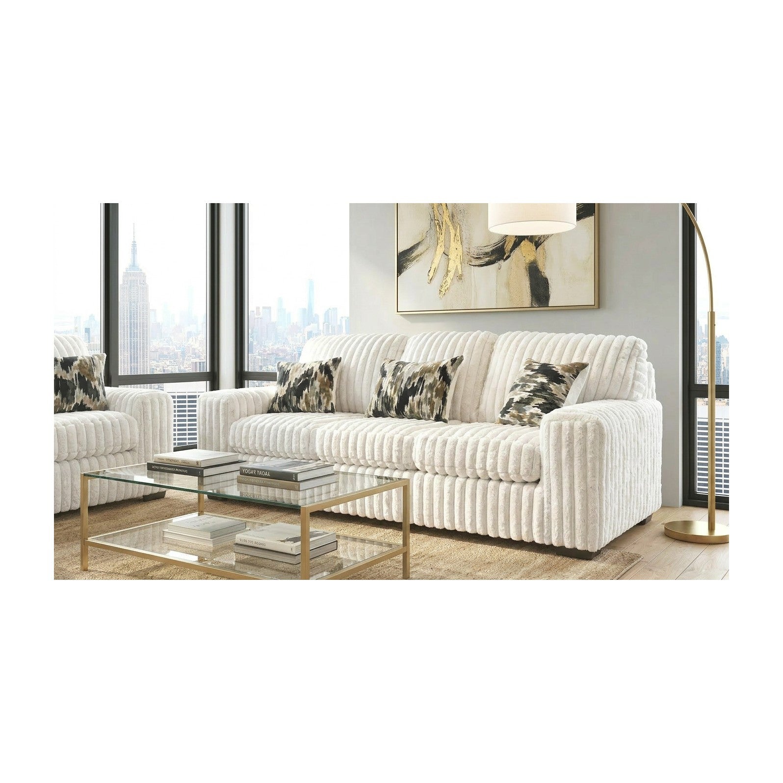 S319 Sofa and Loveseat (Ivory) Ivory