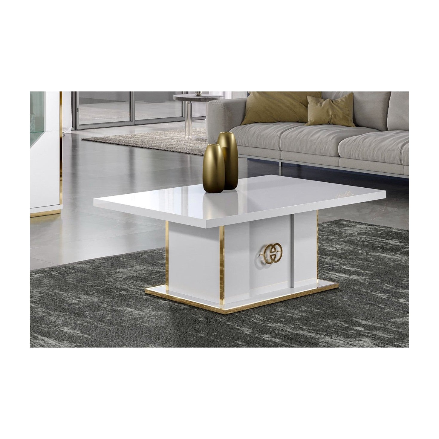 Vogue CoffeeTable White and Gold Accent