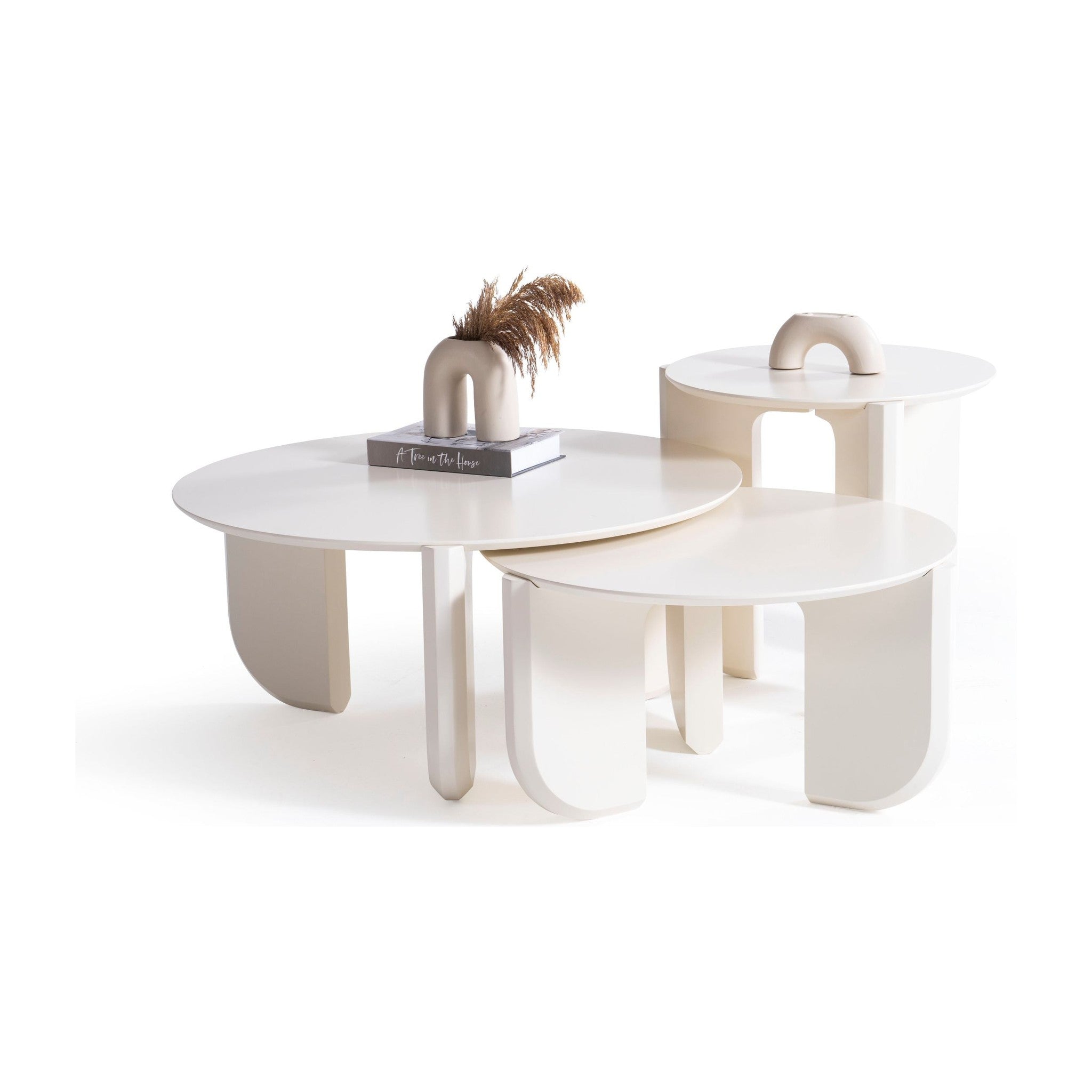 720 Cream 3 Pc Coffee Table Set