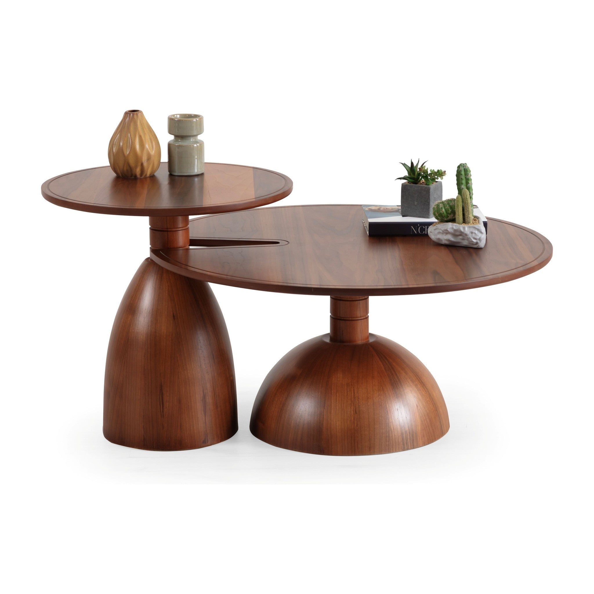 873 Walnut 2 Pc Coffee Table Set