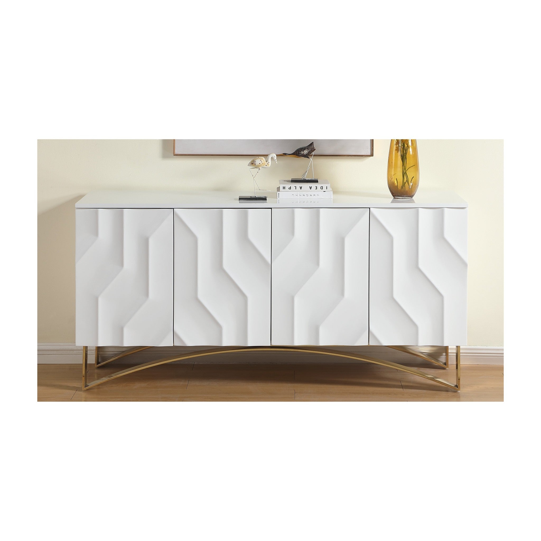A-C07 Bianca White Lacquer with Gold Stainless Steel Base