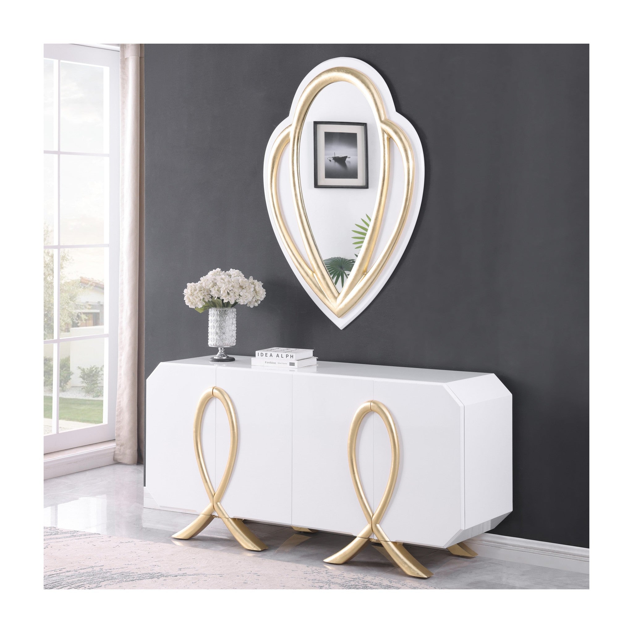 A-C16 Aster Console White lacquer, gold leaf