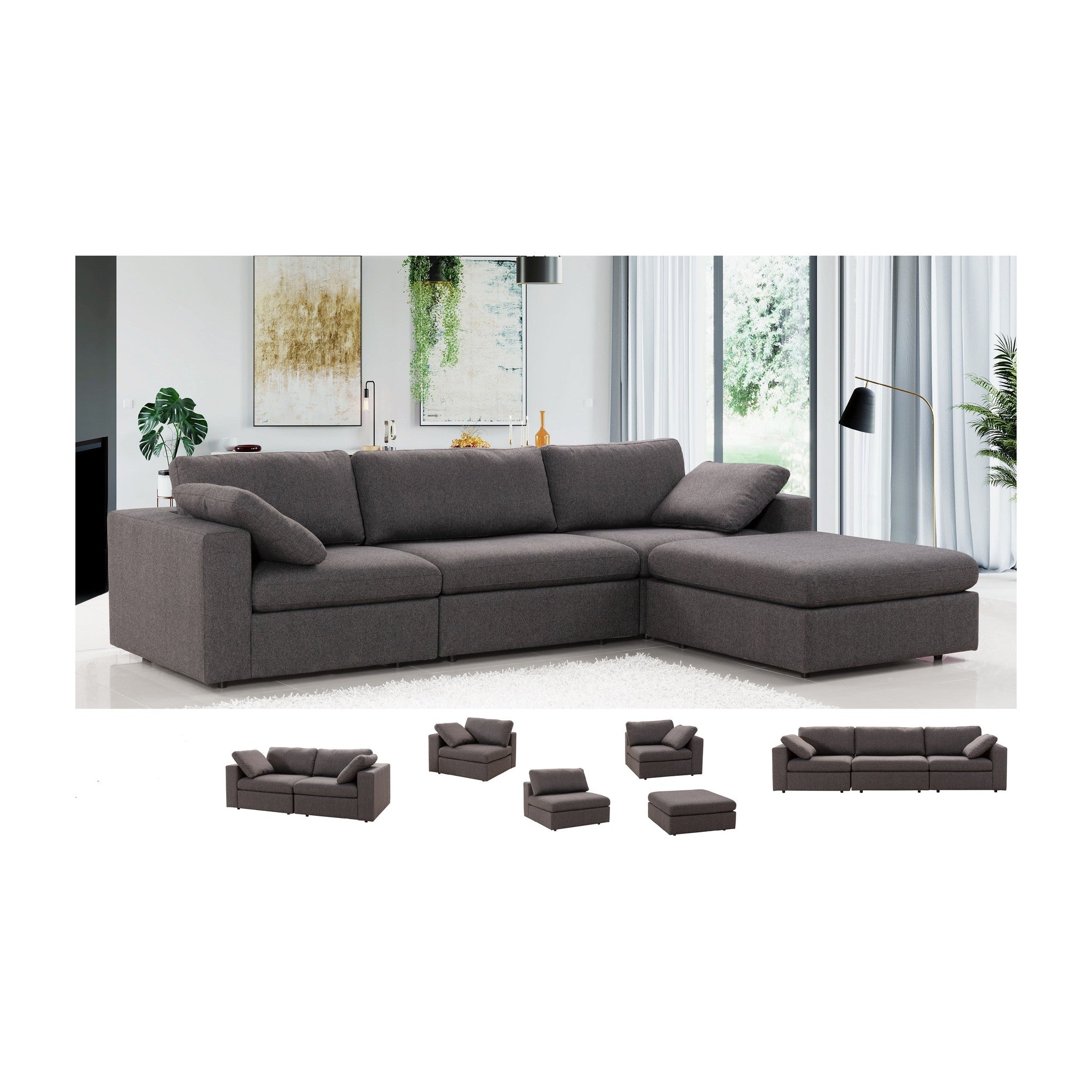 Arny Smoke Armless Chair