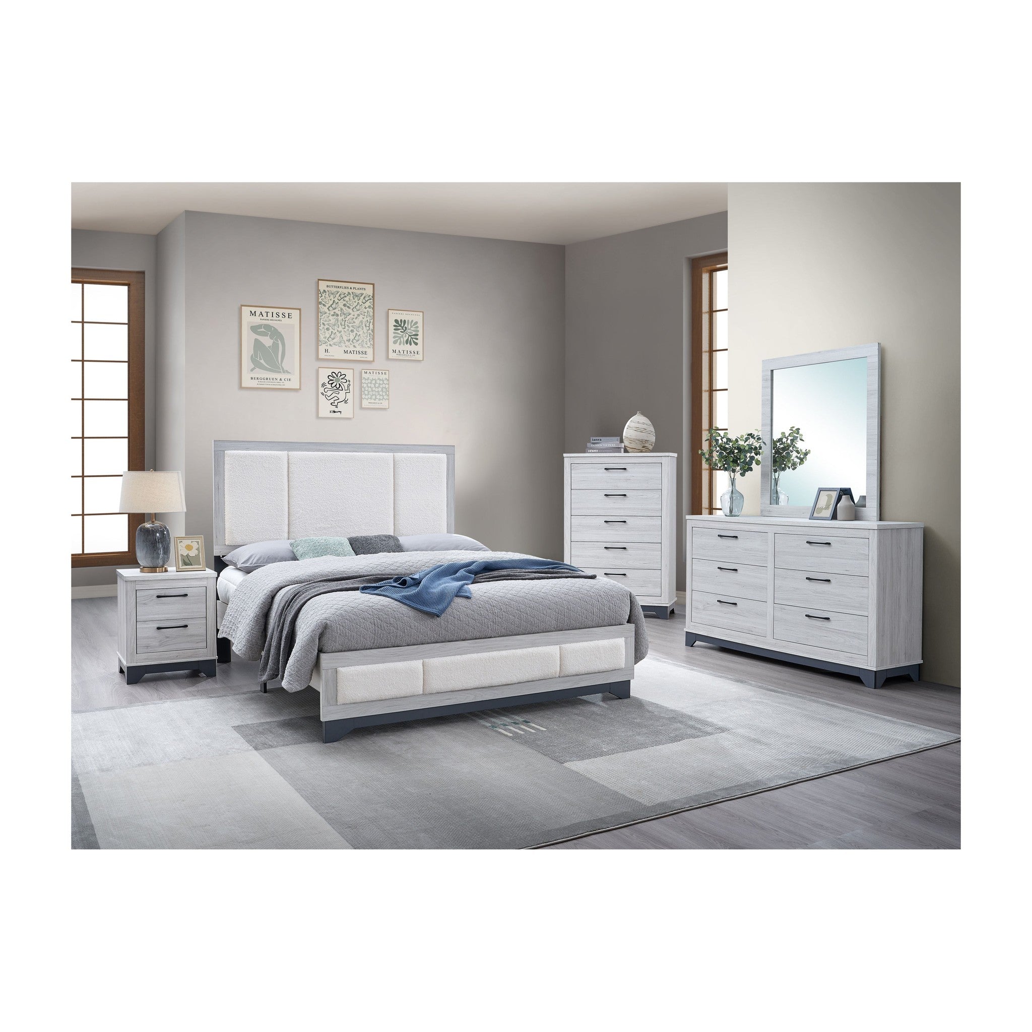 B4940 Kevin (Platform Bed) Light Grey