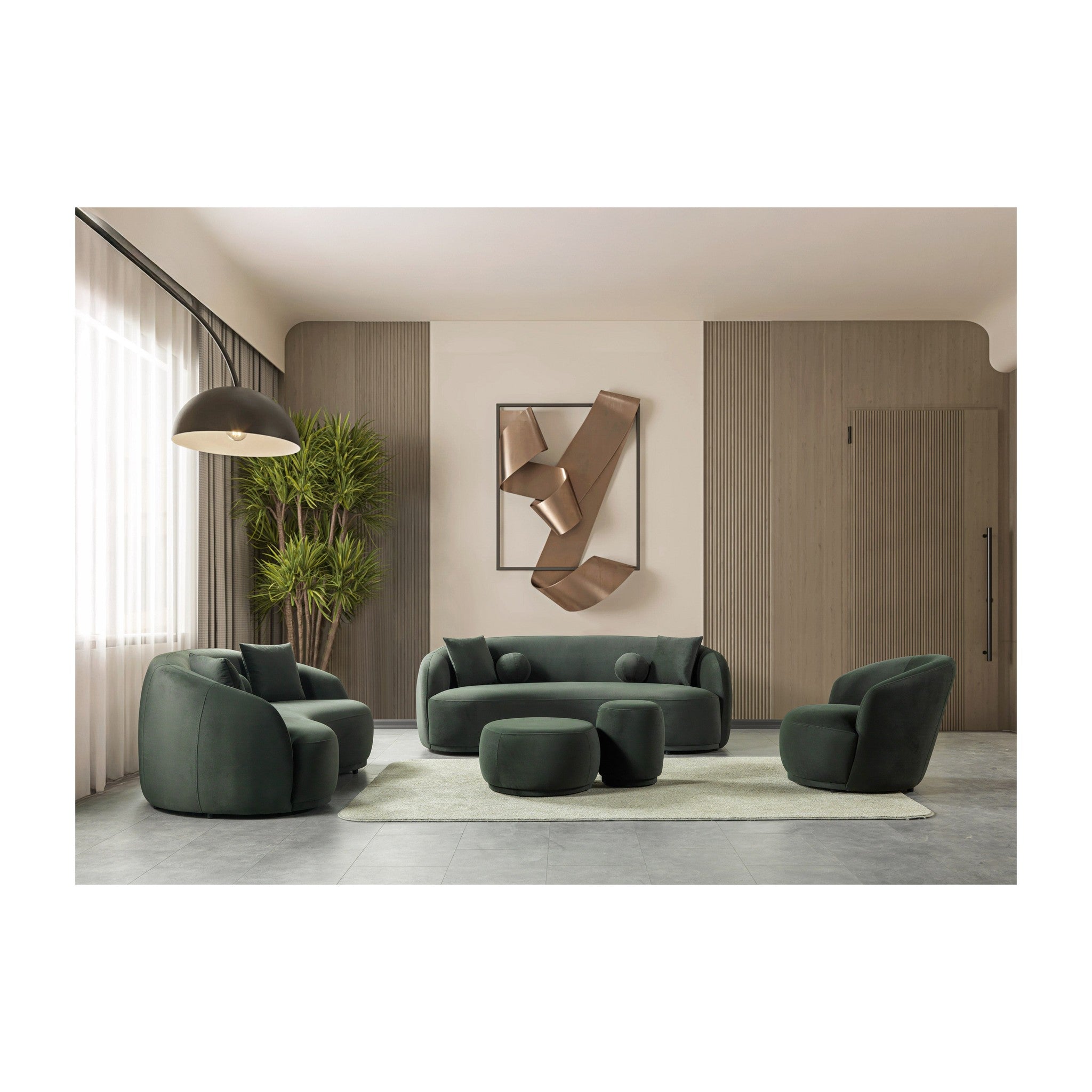 Bonita Green Velvet Sofa 91" & Loveseat 81"
