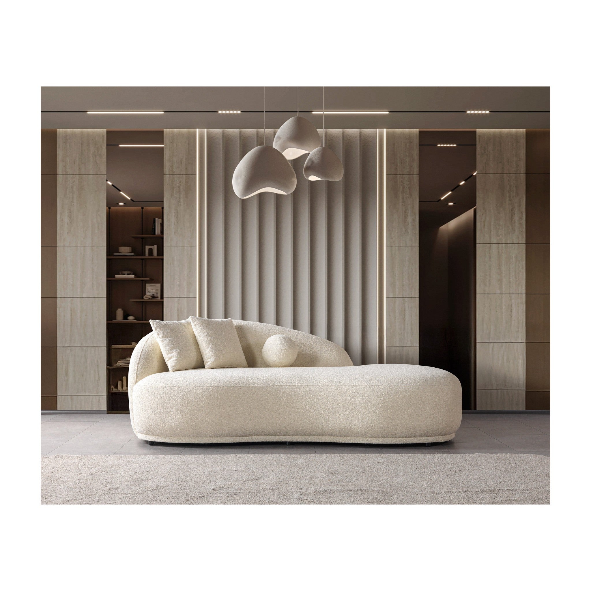 Bonita Ivory Boucle Sofa Chaise 87"