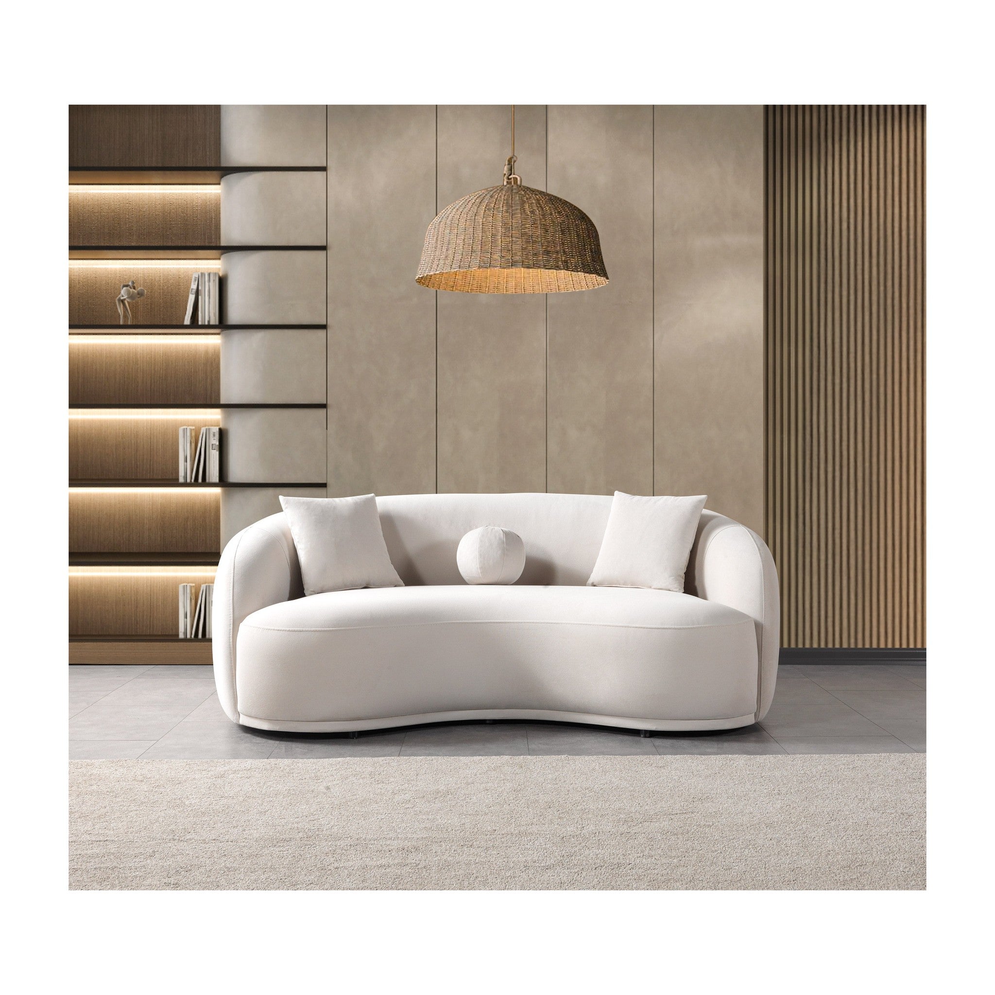 Bonita Ivory Velvet Loveseat 81"