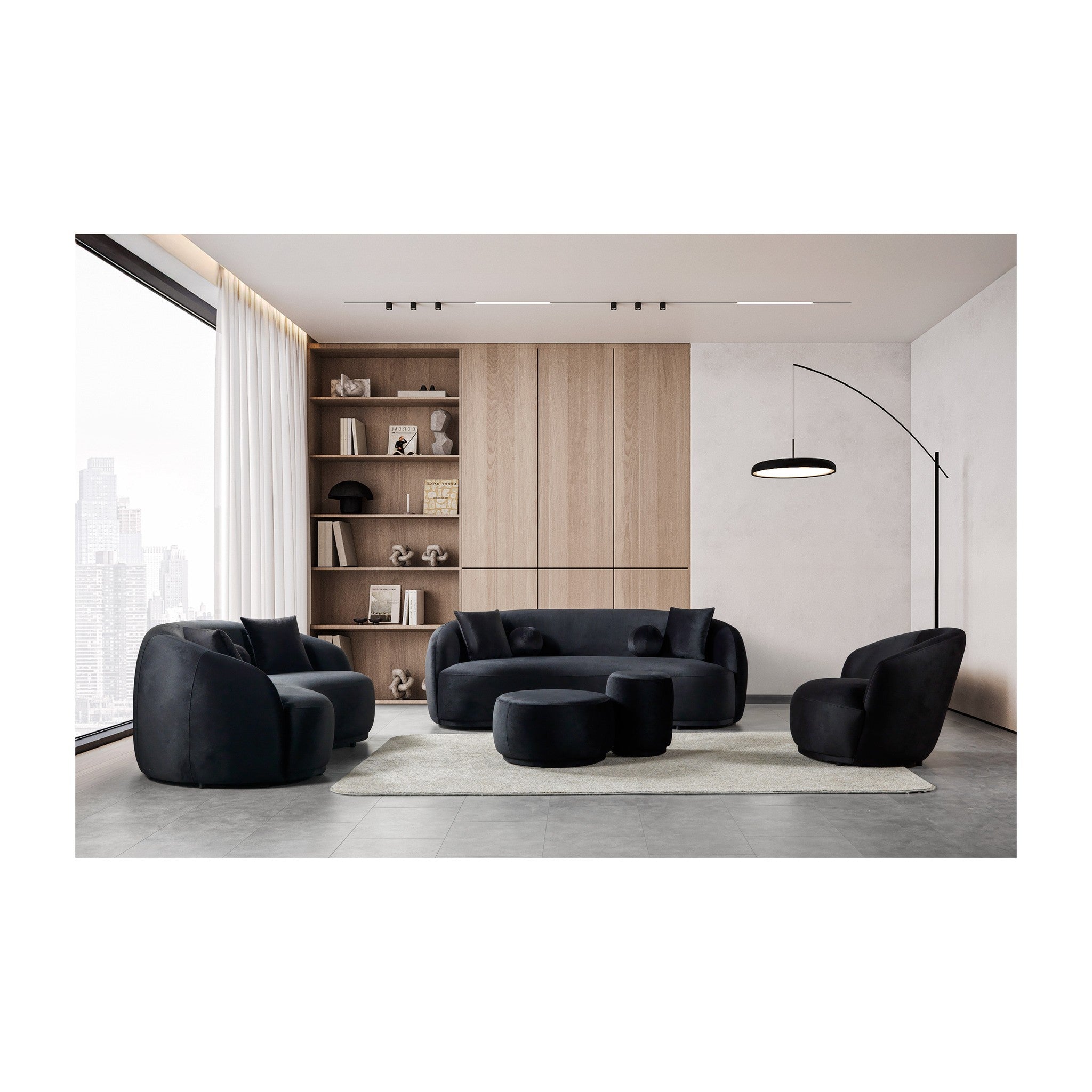 Cloe Black Velvet Stool