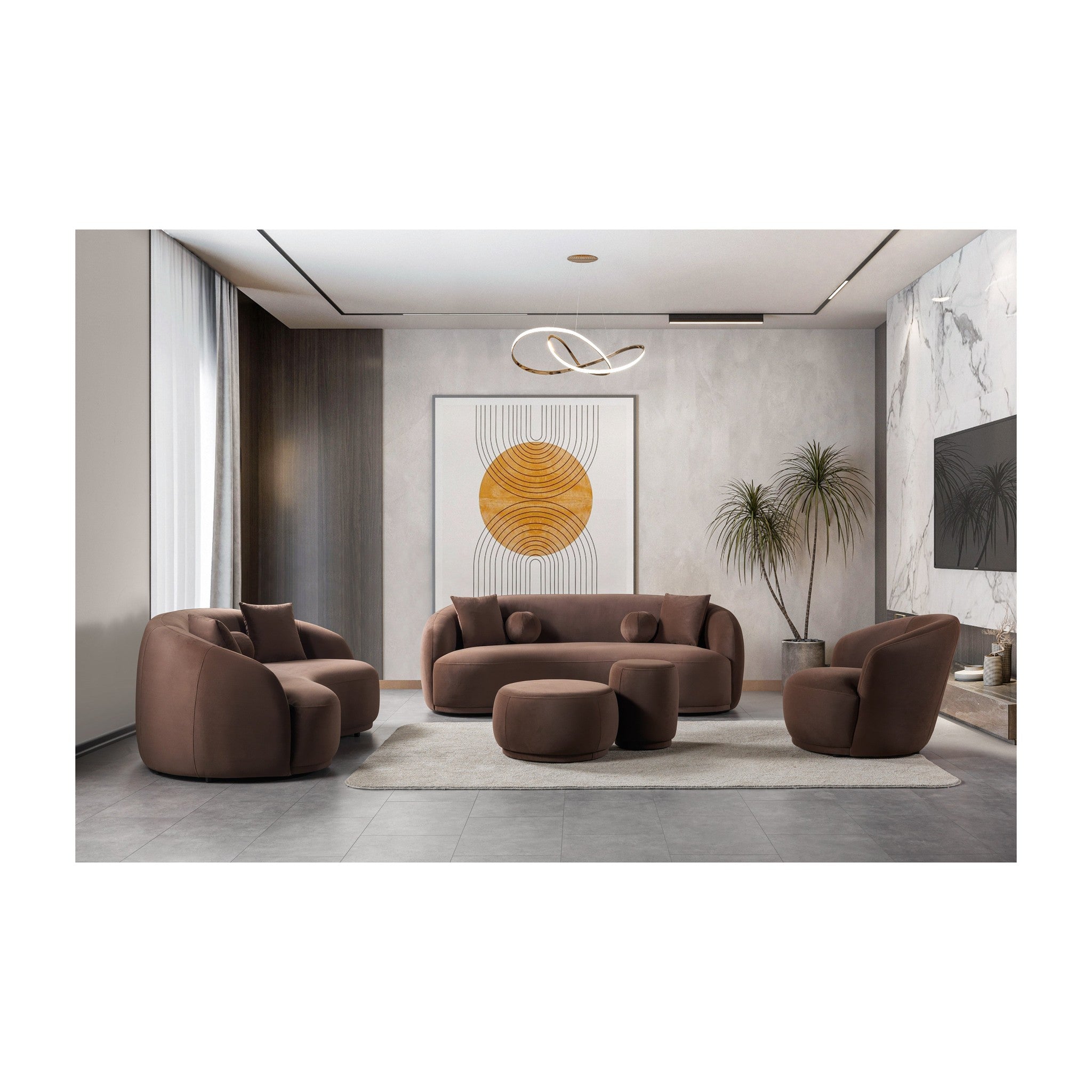 Cloe Coffee Velvet Stool
