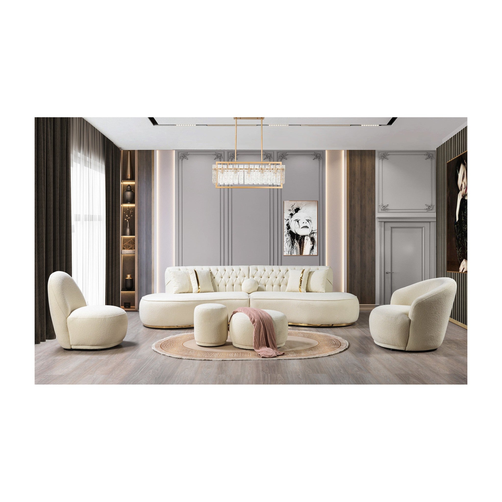 Cloe Ivory Boucle Stool