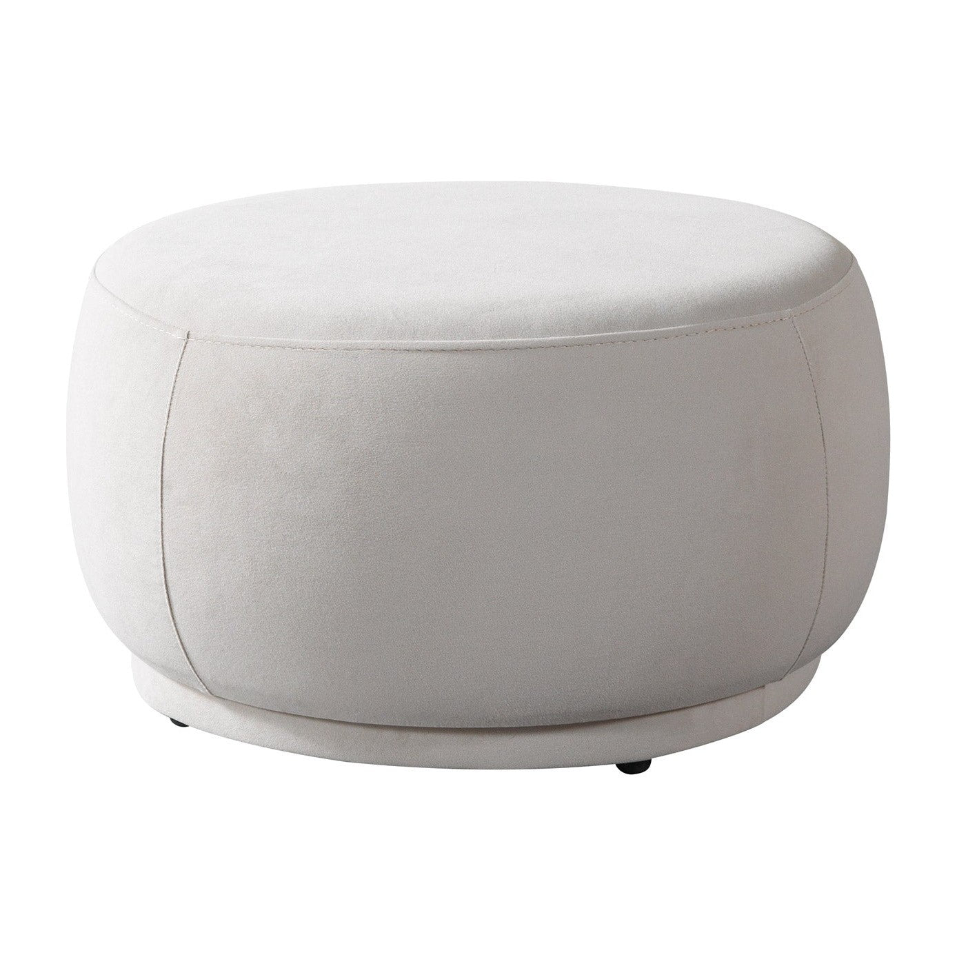 Cloe Ivory Velvet Round Ottoman