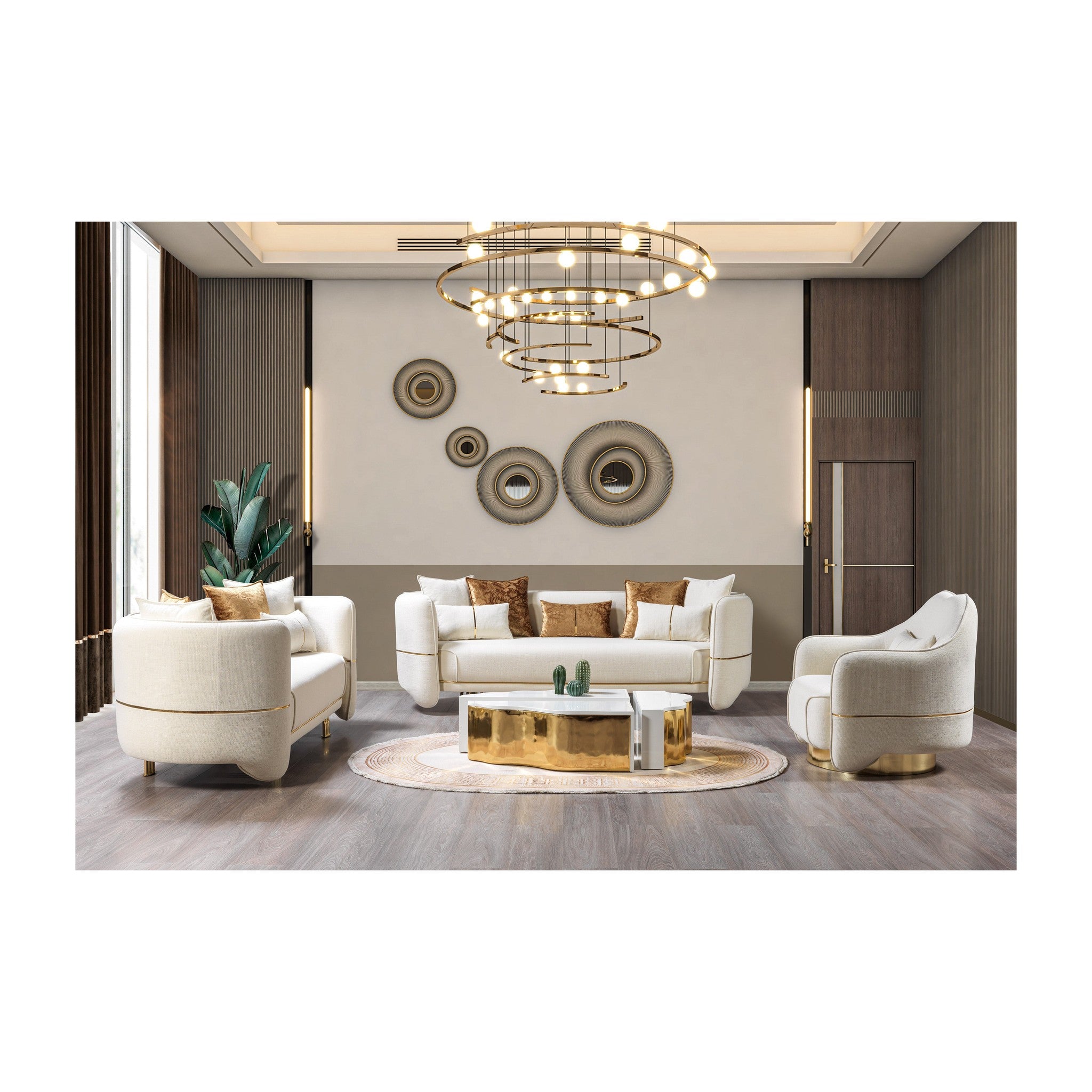 Helena Ivory Velvet Sofa 94" & Loveseat 82"